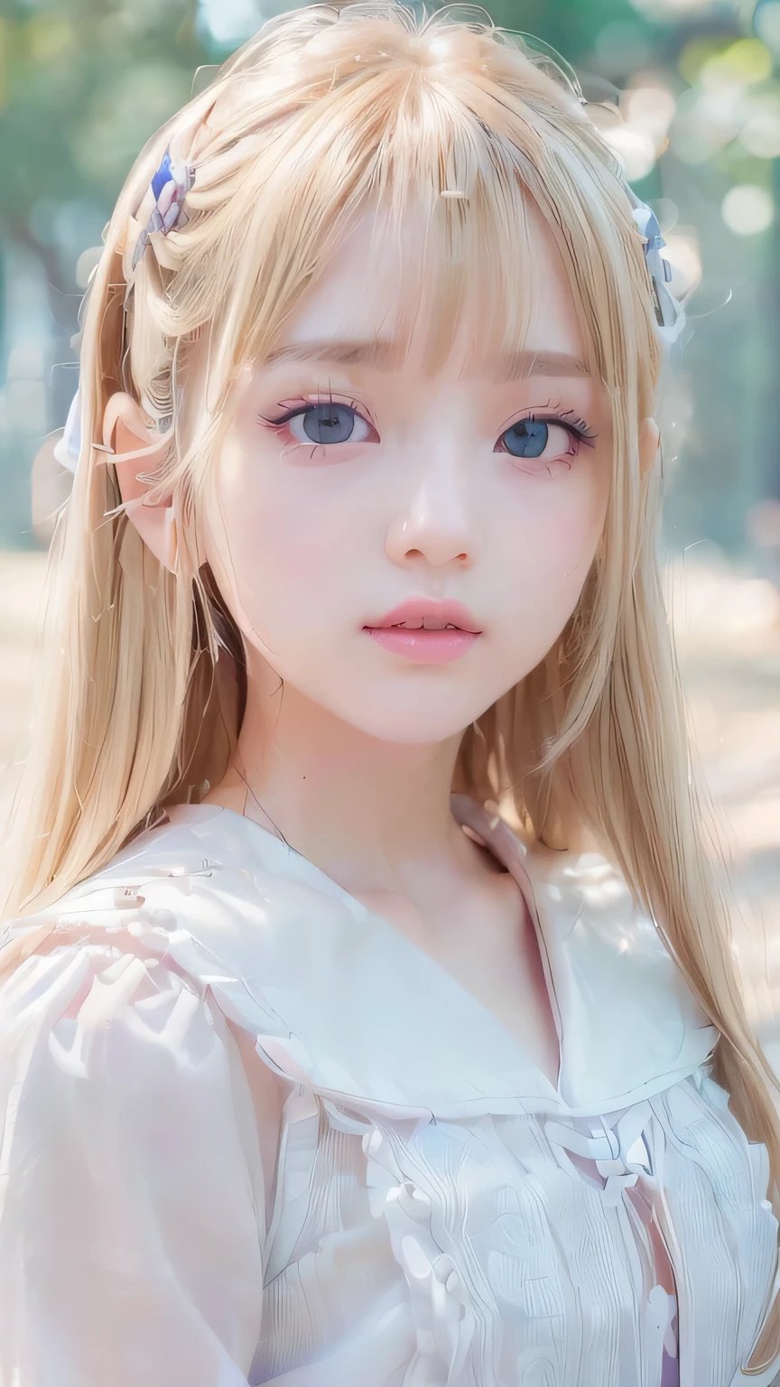 RAW Photos、((((Extremely beautiful portrait)))、(((Bright and fair skin))、1 girl、、Sailor suit、-yeld pry beautiful girl、((Glossy natural blonde))、Super long straight hair、Beautiful Bangs、[Attractive pale blue eyes]、Smooth, thin, long hair、Eyeliner、Hair between the eyes、smile、((masterpiece、最high quality、Ultra Detail、Film Light、Intricate details、High resolution、8k、Very detailed))、Detailed Background、8k UHD、Digital SLR、Soft Light、high quality、Film Grain、Fujifilm XT3、Shallow depth of field、Natural light、(Perfect hands)、Perfect beautiful face