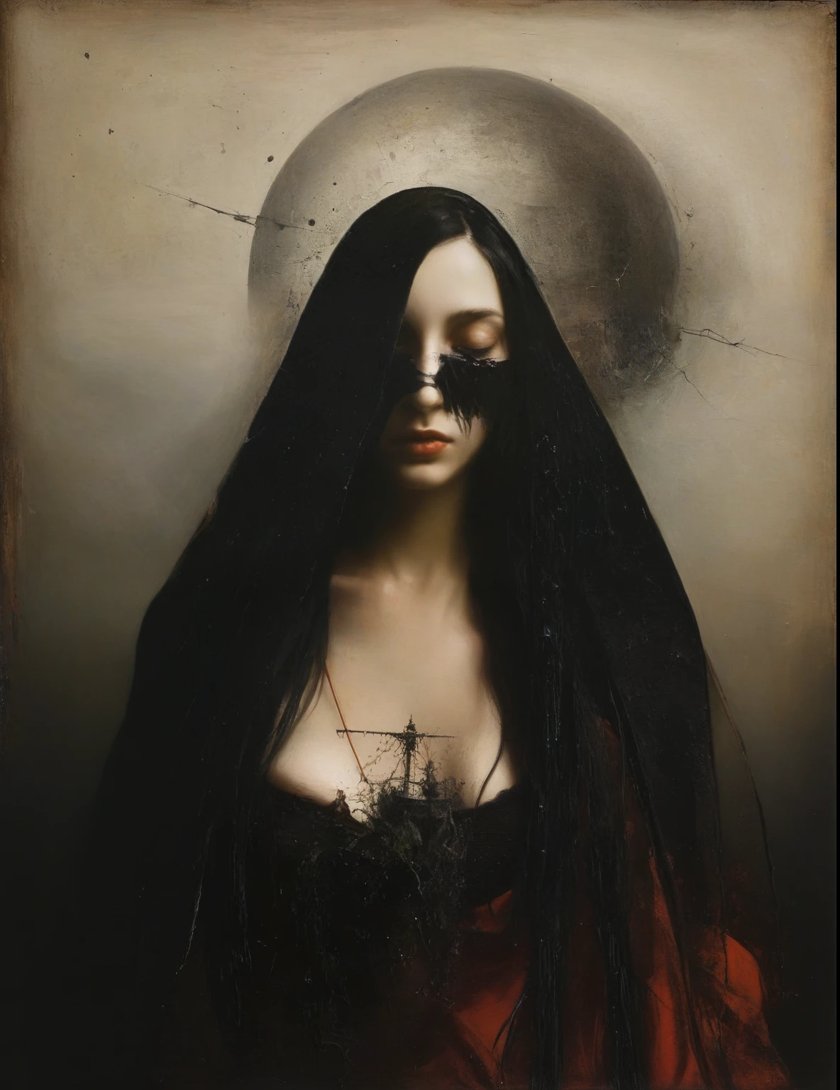 James Gurney, Surrealist art , dream-like, Mysterious, Provocative, symbolic, Complex, detailed,, (Gothic but very beautiful:1.4), (masterpiece, highest quality:1.4) , Nicola Samori Style, I