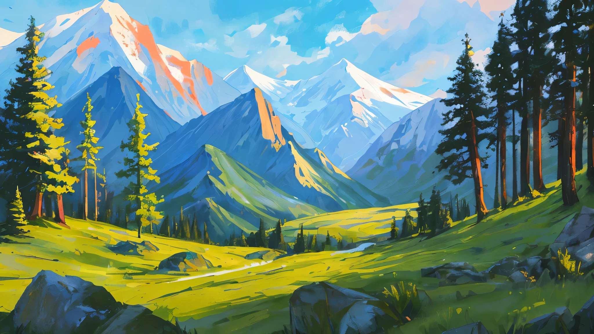 landscape, Mountains, forest
