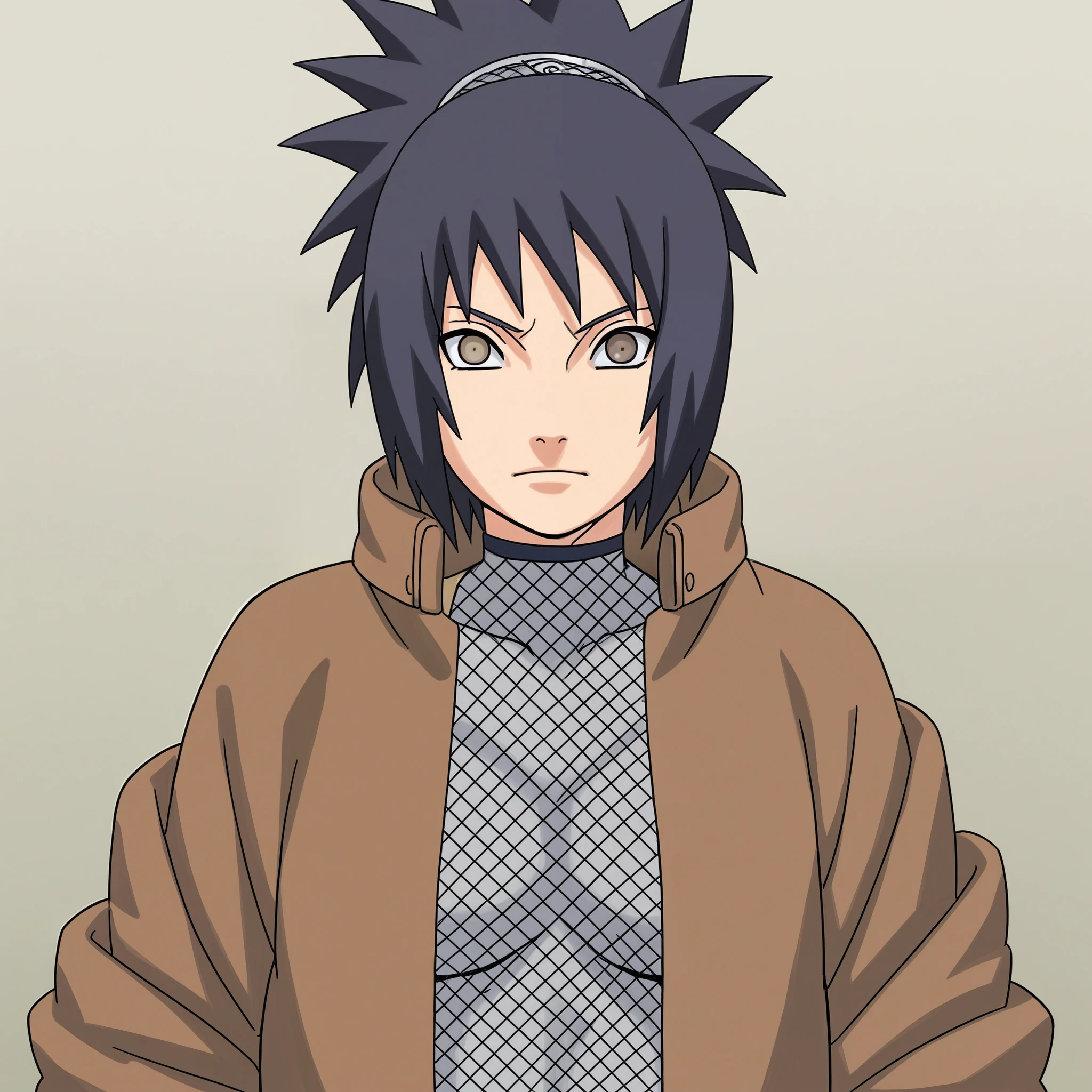 score_9, score_8_up, score_7_up, looking at viewer, BREAK
colored_narutomanga_ownwaifu, ank0, woman, brown jacket, fishnet, fully clothed, looking at viewer