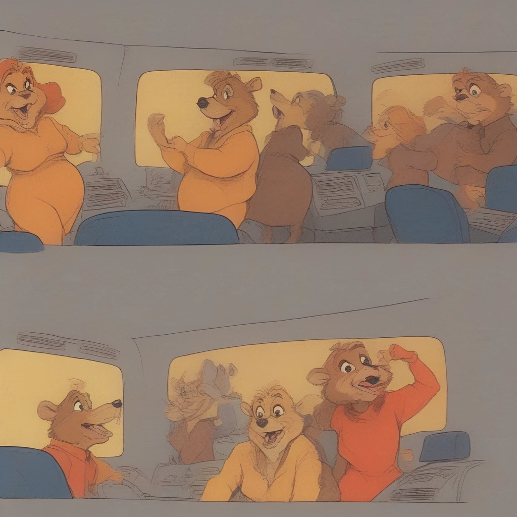 VHS, glitch, distorted, nostalgia, 90's retro vibes, analog tape, vcr aesthetics, tv, television, (Talespin 1990's cartoon homage), comic 1990's, animated tv show screengrab, Talespin cast dancing stanky boogie, cinematic poster, image within image, multiple exposure, massive scale, rich color grading for shading depth, hand drawn rotoscope cartoon realism, chiaroscuro lighting, mixed media, vintage comic, retro original design, 1990's comic, sense of movement energy, taking flight, tropical rot, rewilding, (full roygbiv color) ink charcoal expressive illustration, Talespin aesthetics