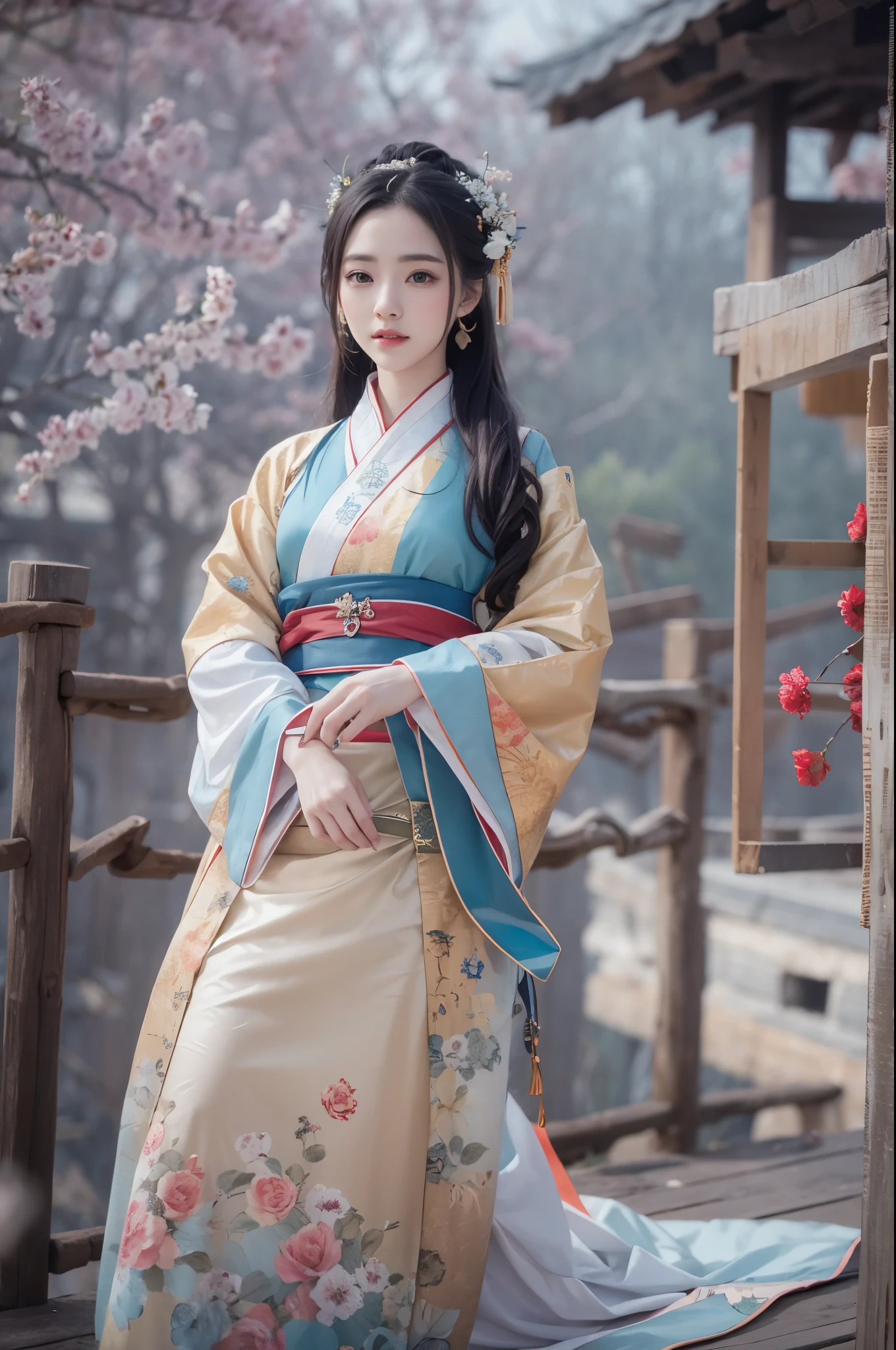 Best quality，masterpiece，Real photography，Official Art，Perfect girl，Professional photography，Photographic pose，Hanfu