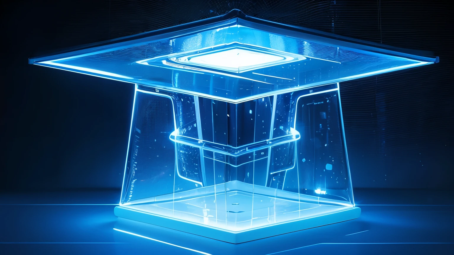 technology blue future technology digital future lighting scene business background ,背景abstract透明玻璃框组成的灯光,Square transparent stage,abstract、Gorgeous lighting。geometry
