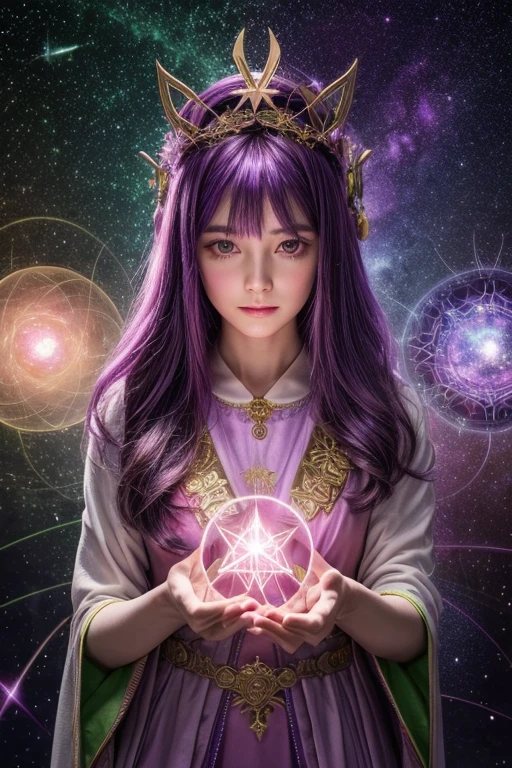 forest　synapse　Purple Flame　A hexagram made of shining stars　creation of heaven and earth　A collaborative world　Connected Universe　green　pink　Gold Sparkle　peace