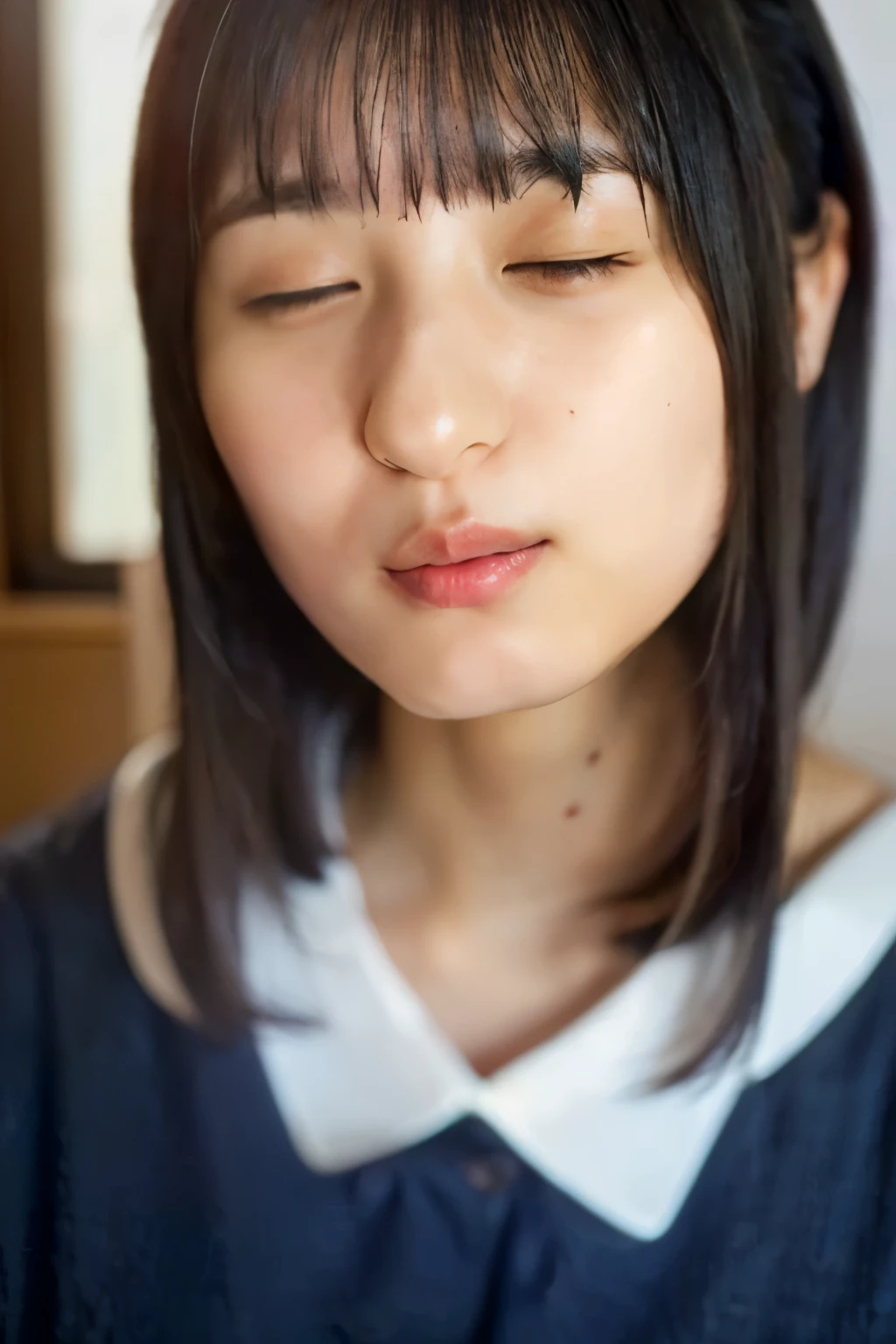 Look Up、Cute Japanese Women Photos, Little Woman, 20-year-old, Beautiful and perfect face, Brown, Beautiful Face, thin: 1.2, (photo Realistic:1.4), (hyper Realistic:1.4), (Realistic:1.3),
(Smoother lighting:1.05), (Improving the quality of cinema lighting:0.9), 32k,
1 girl,20-year-oldの***, Realistic lighting, Backlight, The light shines on your face, Ray Tracing, (Bright light:1.2), (Improvement of quality:1.4),
(Highest quality Realistic textured skin:1.4), fine grain, Detailed face,
(tired, Sleepy and happy), (smile:0), Face close-up, 
(Accentuates body lines:1.1), (Enhances the beauty of skin texture:1.1)