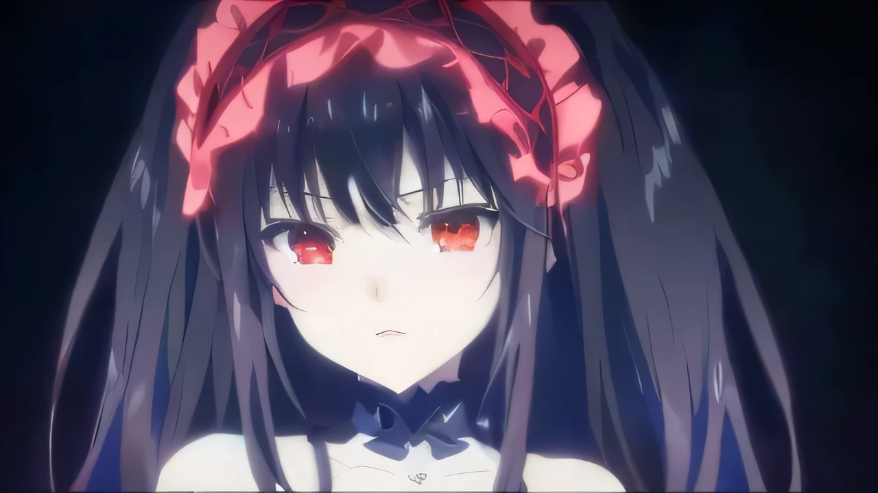 Anime girl with long hair and red headband, Albedo from the anime Overlord, Gapmoe Yandere Grimdark, Another close-up of Iwakura, Gothic Maiden Anime Girl, Rin Tohsaka, Her eyes have black anime pupils, Anime Moe Art Style, Anime Best Girl, Close-up of Rei Iwakura, Anime movie screenshots, Anime screenshots