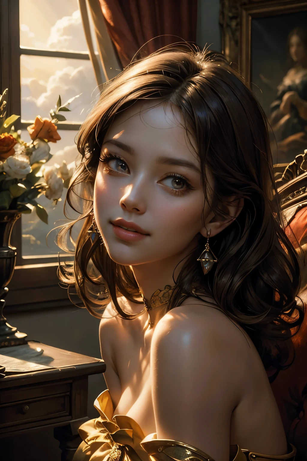 art by Jean-Gabriel Domergue, a cute girl, digital art, a ultra hd detailed painting, Jean-Baptiste Monge style, bright, beautiful, splash, Glittering, cute and adorable, filigree, rim lighting, lights, extremely, magic, surreal, fantasy, digital art, wlop, artgerm and james jean