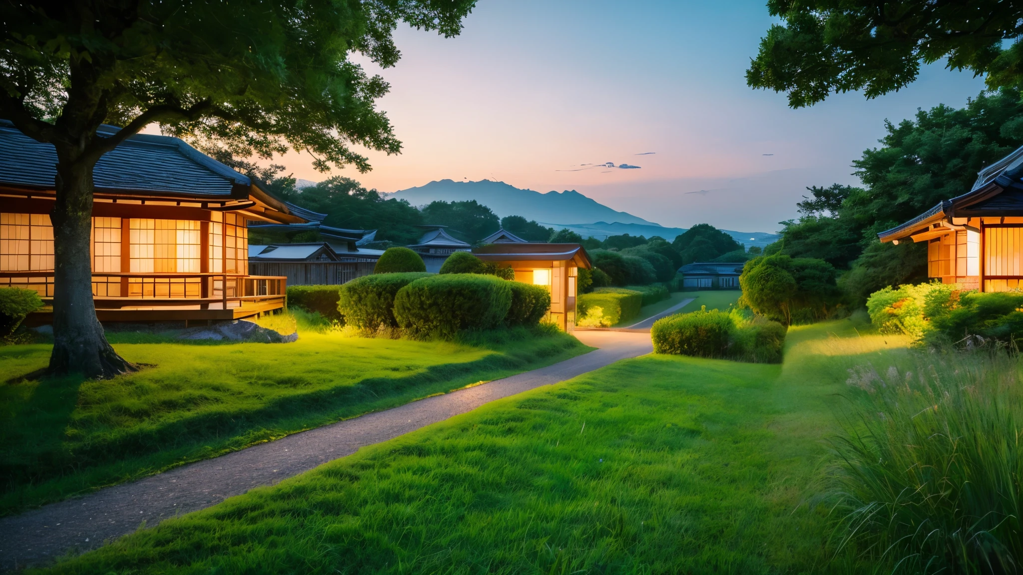 ((highest quality)), ((masterpiece)), (be familiar with), Summer in Japan, evening, countryside