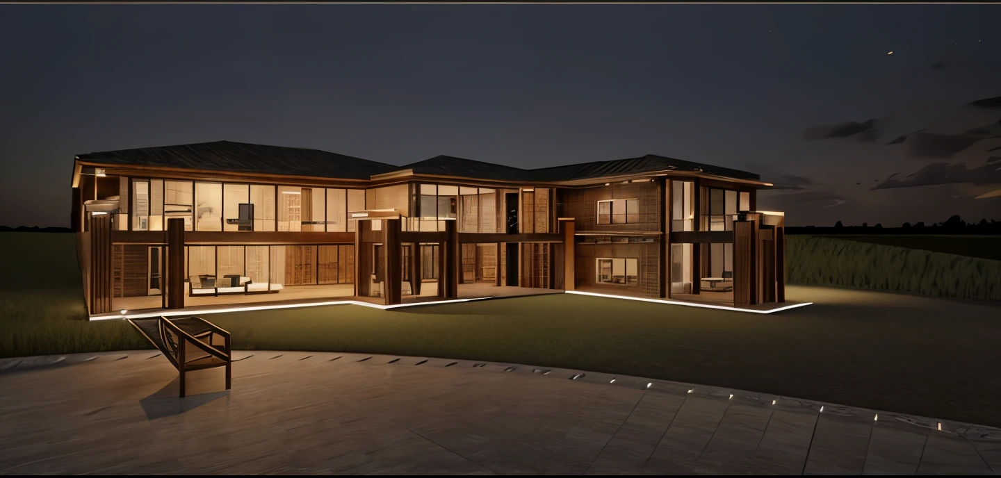 3d render luxurious villa in the woods