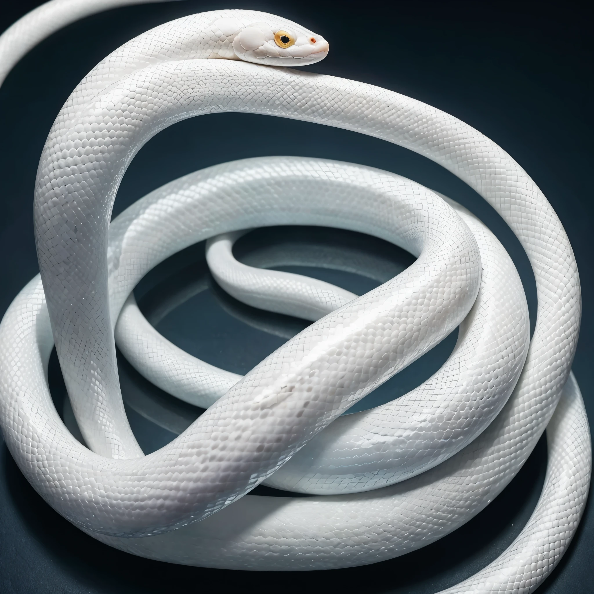 A super realistic white snake with a majestic appearance。In the center of the circle of light。The snake&#39;s body、Please make it a bit shorter。Could you add an image of a halo behind the snake?？The snake&#39;s entire body can fit inside.、Please shorten the body length。Glow Background