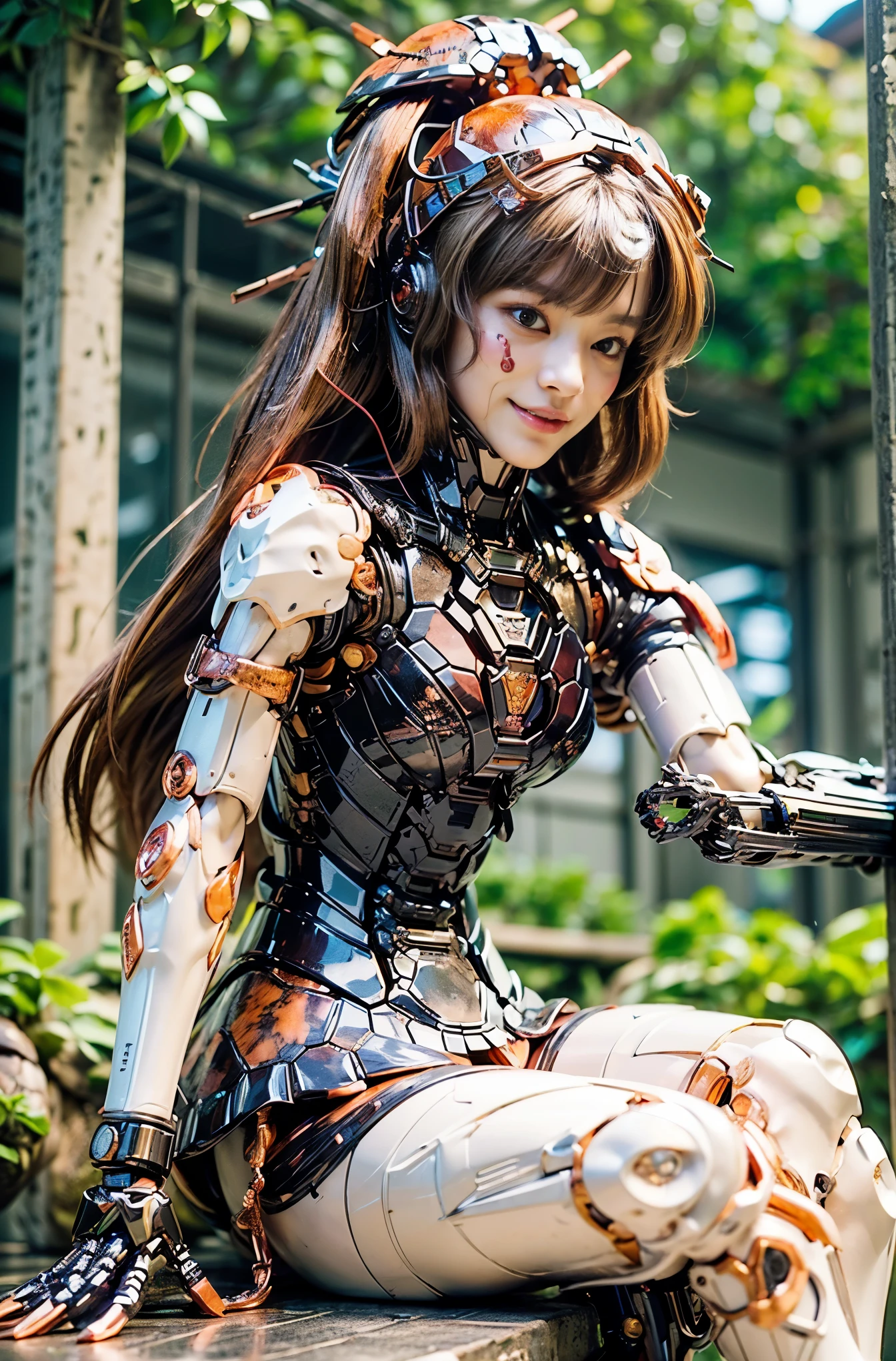 (high resolution,masterpiece,best quality,extremely detailed CG,),(japanese girl face), realistic, photorealistic, cinematic lighting, ultimately realistic all textures, ultimately intricate all details, all intricate, gloss and shiny,awesome many layers, 8k wall paper, 3d, ultimately cute face, ( solo:1.4), perfect female proportion,villainess, (fusion of turtle and lady:1.4), (turtle form lady:1.2), (turtle lady:1.2), (fusion:1.2), (solo:1.4), (smile:1.2), muscular, abs, (Armor intricately composed of small parts:1.2), (Complex and three-dimensional shapes), (mechanical armor:1.3), (turtle-type powered suit:1.2), (Turtle-type reinforced exoskeleton suit:1.4), (Turtle-type reinforced exoskeleton armor:1.2)