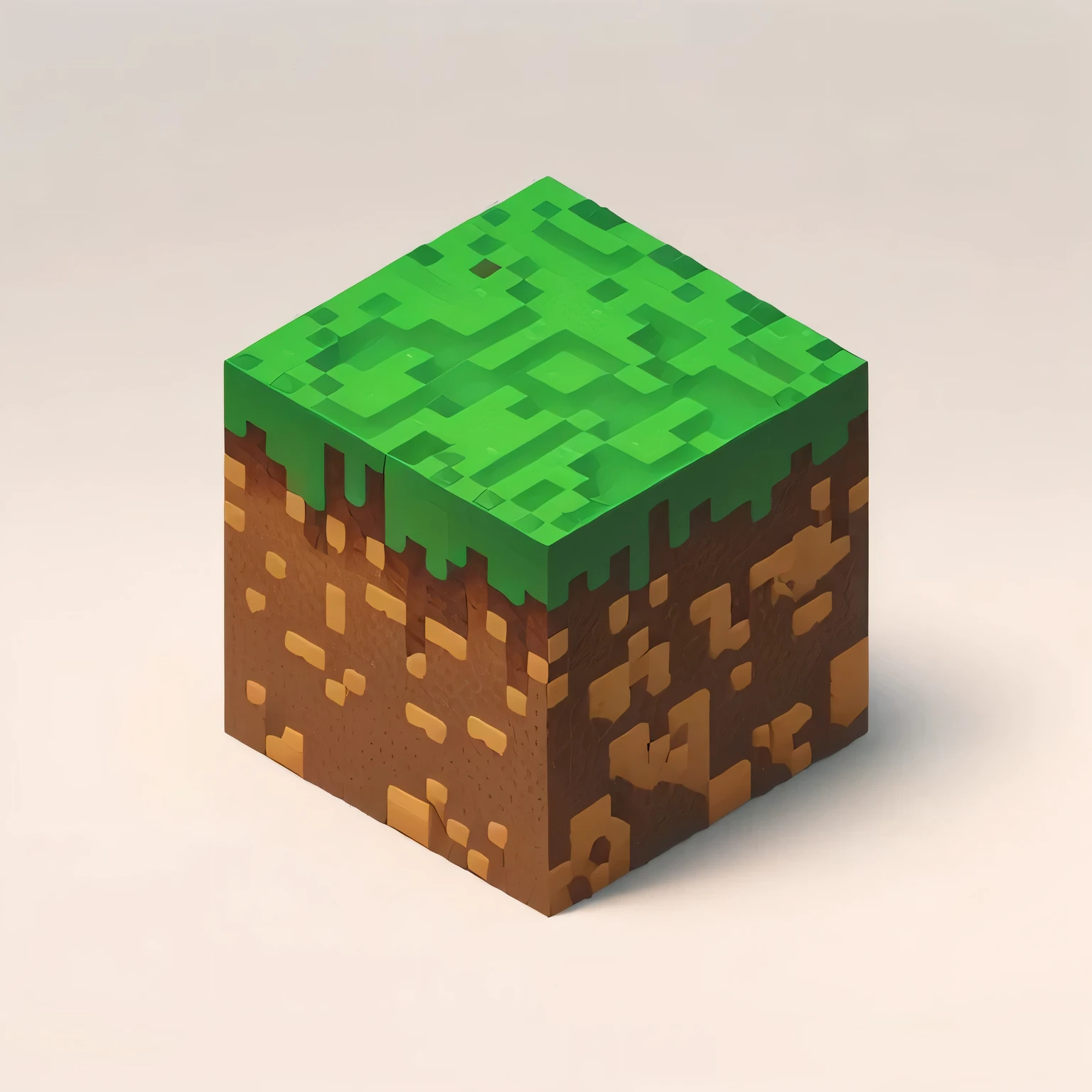 A green cube,There is a small patch of grass on top, my world, isometric voxels art, my world style, style of my world, isometric voxels, voxels art, blocky like my world, voxels, high quality voxels art, my world in real life, gigachad in my world, magicavoxels, 3d Shaders, Shaders,There is a four-leaf clover on it