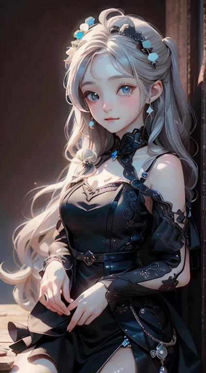 ((masterpiece, highest quality, Super Definition, High resolution)), alone, beautiful girl, Shining Eyes, Perfect Eyes, 15 years old, Five fingers, Silver Theme,