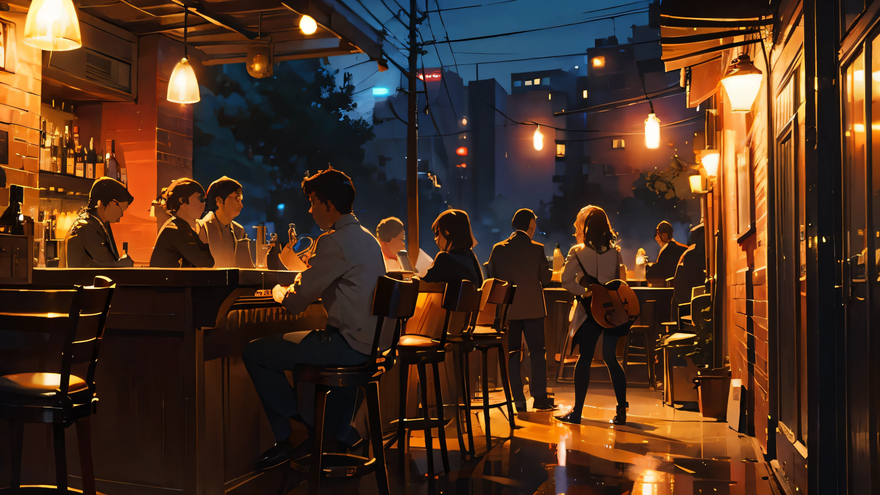 Jazz Bar, Night, instruments