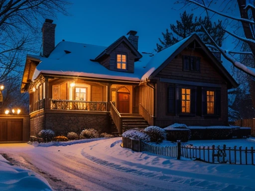 Halloween,night,Snow,house,architecture,European and American style,night