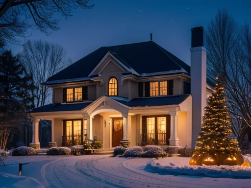 Halloween,night,Snow,house,architecture,European and American style,night
