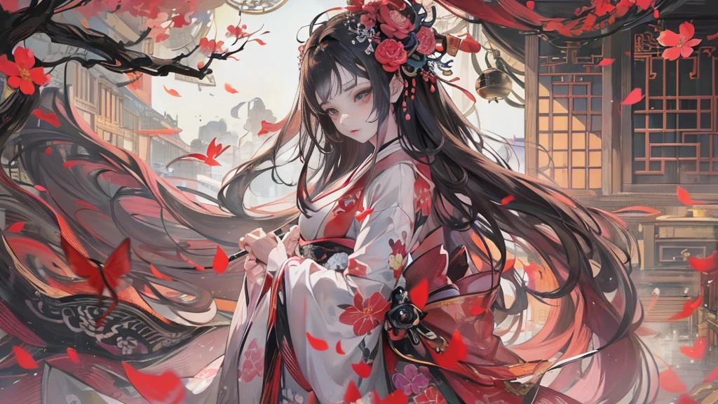 3d,CG,Beautiful devil painting, SakuraFubuki, Senbonzakura, Cherry blossoms scattered in the wind, Zeami, Big Yokai, Devil Charm, Queen of the Monsters, Queen of Terror, Queen of Hell, The six paths of reincarnation, The beauty of the leaning country, Beautiful black haired demon, Beautiful red make-up, White Face, nine tailed fox, She looks 27 years old, Butterfly Dreams, Sharp beauty, Fascinating, Chinese peony, peony, Lily flower, Beautiful red kimono, Oiran, The highest ranking prostitute, A profusion of flowers, Massacre Flower, Female Yakuza, Master of the Red Light District, Beautiful and expressive paintings, Beautiful artwork illustration, wonderful, Cool Beauty, clear, Muromachi Fantasy, Mysterious, highest quality, Official Art, Perfect composition, The perfect angle, Best Shot, women only, Sharp contours, pretty much beautiful face, Very beautiful and detailed, Beautiful and delicate eyes, demon of kyoto, Devil Charmの主, Ruthless Devil Woman, phantom, Hyakki Night Line, Shura Road, Female Yakuza, Full Body Tattoo, underworld, diamond, Rashomon, Gion Seisha, Snow Moon Wind Flowers, The action is permanent, Under the light of the meteor, Fluttering flowers and fallen leaves, Dream Bubble, close: Ultra-detailed paintings inspired by Wow, Art Station Trends, Fantasy art, A complex mess, The art of hitting, Wallop Art, Wow |, Wallop Style, Beautiful character drawings, Urop's painting style, Wow | The buds of art, Unparalleled Beauty Tumbler, Figurative art, Intense watercolor, Watercolor detailed art, Watercolor splash, Surreal, Avant-garde pop art, Beautiful and expressive paintings, Beautiful artwork illustration, Very colorful tones, wonderful, Cool Beauty, masterpiece, highest quality, Official Art, women only, Sharp contours, Best Shot, Vector art, By Sandra Chevrier, Dave McKean、Richard Avedon、By Makiej Kusiala, Bright design