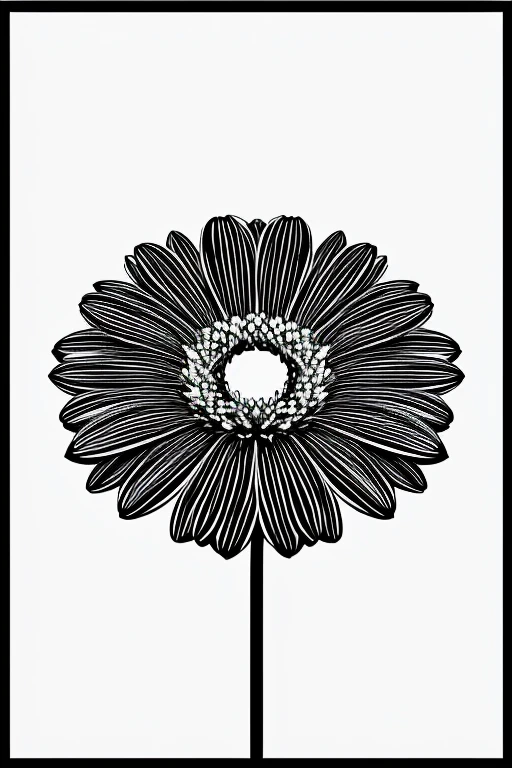 flower icon, with monochrome style, black and white, no color gradient, white background, and single flower icon