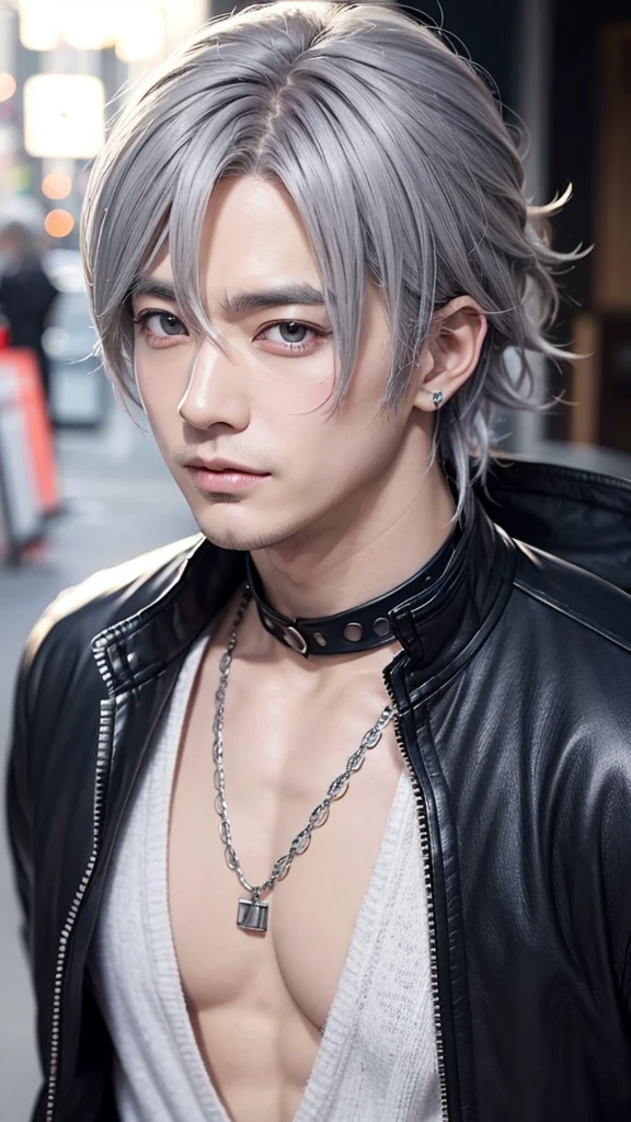 Visual Kei、handsome man、Gray Hair