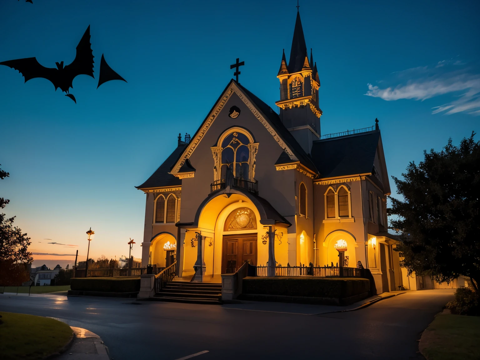 Halloween，fear，Haunted House，church，bright，European and American style，Vision，HD