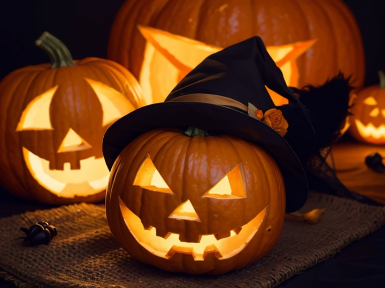 Halloween ,Multiplayer,pumpkin lantern,hat,blue,orange color,European and American style,joy,HD
