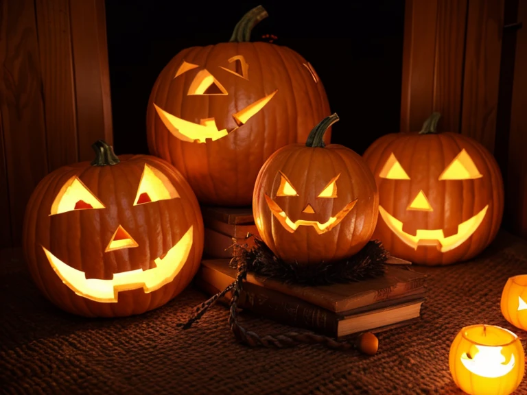 Halloween ,Multiplayer,pumpkin lantern,hat,blue,orange color,European and American style,joy,HD