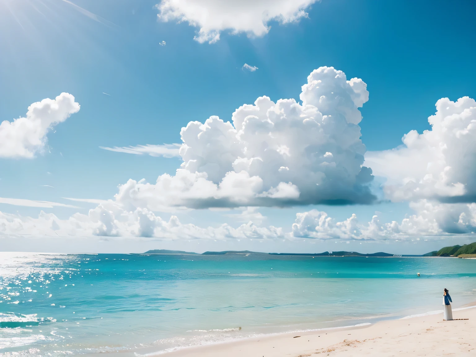 ocean,grassland,Beach,Parasols,outdoor,Big scene,reality,Leisure,White clouds and blue sky,Natural Style,