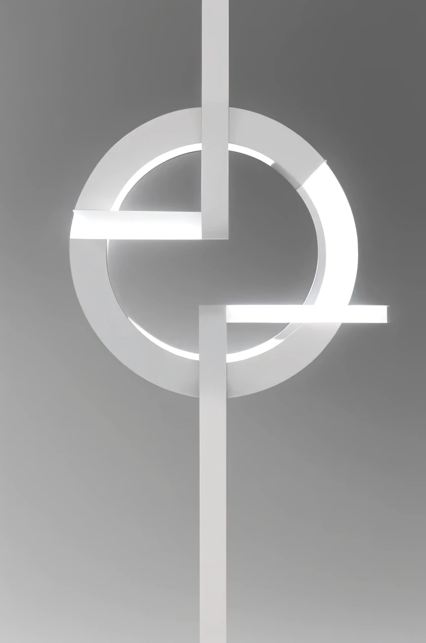 Make a poster with white and gray as the main colors,Image interspersed with white and gray squares,There is a rotating halo on the upper part of the background as the main visual