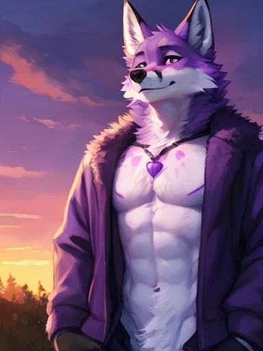 Purple chest, A male anthropomorphic wolf with fox ears and((( black with purple chest fur))) with Pink and pink eyes with a paw print birthmark on thigh tall handsome young beautiful Wolf, good anatomy, good lighting, movie lightning  good perspective 
And outside sunset looking towards the viewer with a beautiful sunset outside 
Breathtaking sunset with clouds (((fox ears)))  at the viewer with a very romantic look and pose, big chest , day, , sensual, detailed, uploaded to e621, beautiful and detailed portrait of an anthropomorphic , (((male))) uploaded to e621, zaush, foxovh, movie lighting, thicc, alone, detailed, 8k res, hires, detailed eyes, good anatomy, good perspective, towards viewer, by bebebebebe, by sicklyhypnos, by gerkk, by orf, nice hands, perfect hands, happy, romantic, ray tracing lighting, rtx on, By Bebebebebe, by SpiritD, by KOBITOWANI, b est quality, masterpiece, perfect anatomy, detai led picture)), 1femboy, , sexy body, fluffy tail, shy, horny, romantic, up close, wearing not a single bit of clothing, huge thighs,A male anthropomorphic wolf with fox ears and black body fur, and purple fur on chest with Pink and pink eyes with a paw print birthmark on thigh tall handsome young beautiful Wolf, good anatomy, good lighting, movie lightning  good perspective 
And outside sunset looking towards the viewer with a beautiful sunset outside 
Breathtaking sunset with clouds (((fox ears))), ((((purple chest fur on chest)))) 