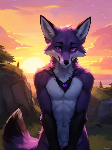 Purple chest, A male anthropomorphic wolf with fox ears and((( black with purple chest fur))) with Pink and pink eyes with a paw print birthmark on thigh tall handsome young beautiful Wolf, good anatomy, good lighting, movie lightning  good perspective 
And outside sunset looking towards the viewer with a beautiful sunset outside 
Breathtaking sunset with clouds (((fox ears)))  at the viewer with a very romantic look and pose, big chest , day, , sensual, detailed, uploaded to e621, beautiful and detailed portrait of an anthropomorphic , (((male))) uploaded to e621, zaush, foxovh, movie lighting, thicc, alone, detailed, 8k res, hires, detailed eyes, good anatomy, good perspective, towards viewer, by bebebebebe, by sicklyhypnos, by gerkk, by orf, nice hands, perfect hands, happy, romantic, ray tracing lighting, rtx on, By Bebebebebe, by SpiritD, by KOBITOWANI, b est quality, masterpiece, perfect anatomy, detai led picture)), 1femboy, , sexy body, fluffy tail, shy, horny, romantic, up close, wearing not a single bit of clothing, huge thighs,A male anthropomorphic wolf with fox ears and black body fur, and purple fur on chest with Pink and pink eyes with a paw print birthmark on thigh tall handsome young beautiful Wolf, good anatomy, good lighting, movie lightning  good perspective 
And outside sunset looking towards the viewer with a beautiful sunset outside 
Breathtaking sunset with clouds (((fox ears))), ((((purple chest fur on chest)))) 