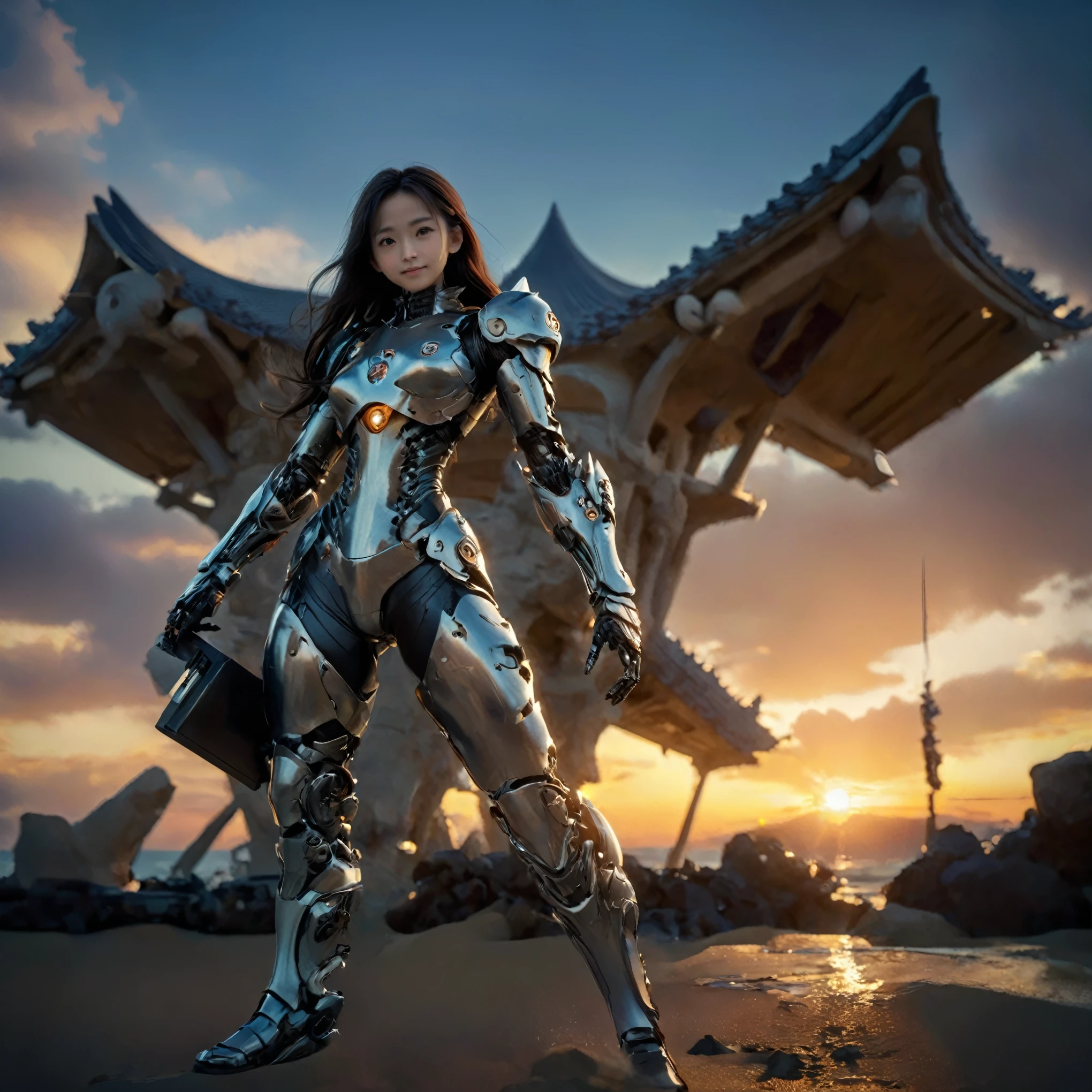 (high resolution,masterpiece,best quality,extremely detailed CG,),(japanese girl face), realistic, photorealistic, cinematic lighting, ultimately realistic all textures, ultimately intricate all details, all intricate, gloss and shiny,awesome many layers, 8k wall paper, 3d, ultimately cute face, ( solo:1.4), perfect female proportion,villainess, (fusion of bone and lady:1.4), (turtle form lady:1.2), (bone lady:1.2), (fusion:1.2), (solo:1.4), (smile:1.2), muscular, abs, (Armor composed of ultimately intricate detailed and complex parts), (Armor in which each part is composed of the ultimate in fine bone.), (Complex and three-dimensional shapes), (mechanical armor:1.3), (bone-type powered suit:1.2), (bone-type reinforced exoskeleton suit:1.4), (bone-type reinforced exoskeleton armor:1.2)