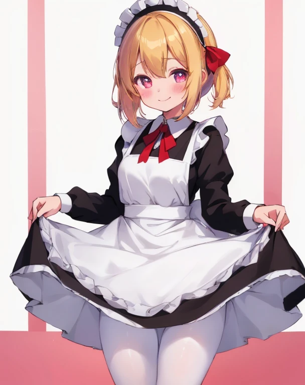 rumia,1girl, holding_basket, solo, white_background, heart, full_body, simple_background, black_footwear, maid, long_sleeves, maid_headdress, smile, alternate_costume, black_dress, closed_mouth, mary_janes, white_pantyhose, white_apron, red_bow, standing, looking_at_viewer, ribbon, blush, maid_apron
star-shaped_pupils,symbol-shaped_pupils,. gorgeous,key visual, vibrant, studio anime,award-winning, professional, highly detailed,high budget, cinemascope