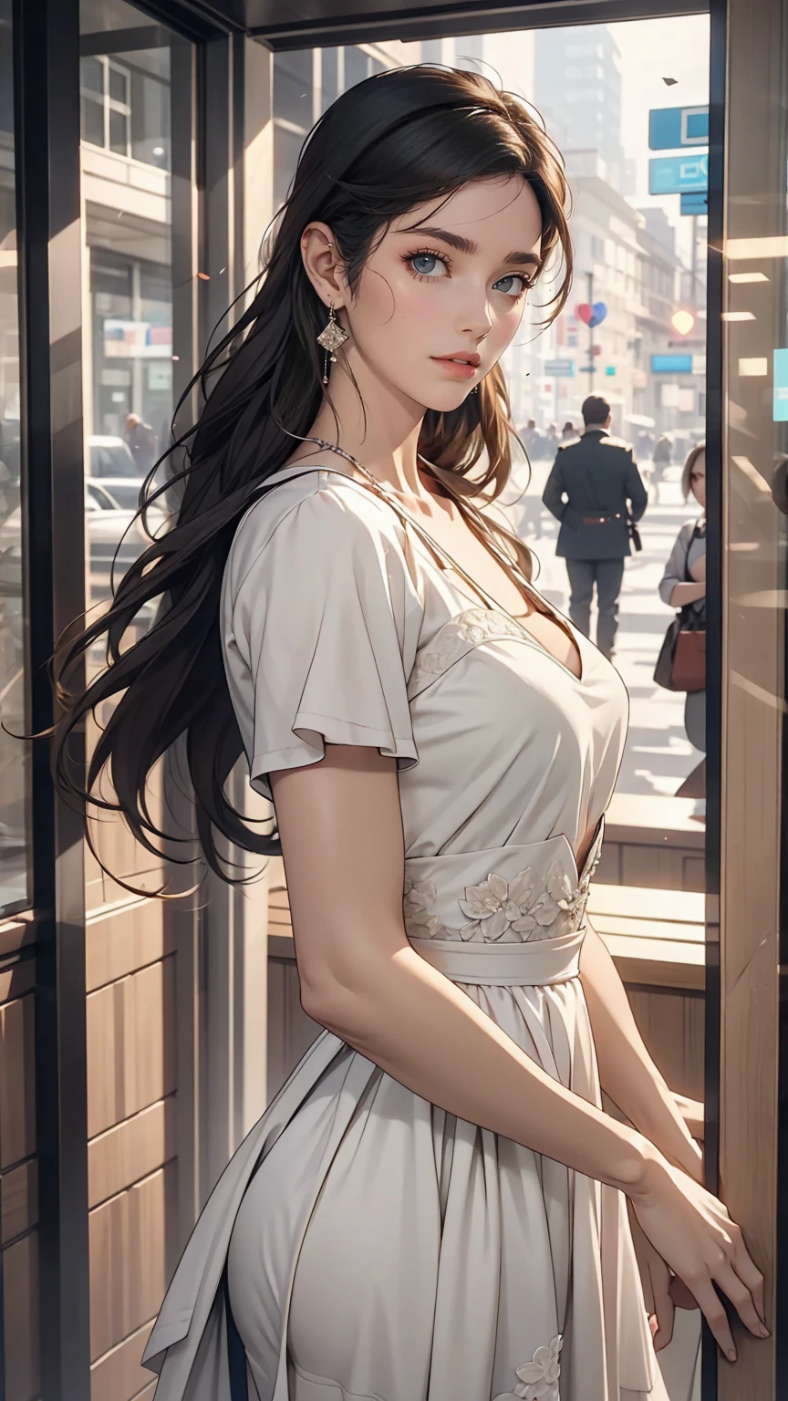 ((A girl running through the streets of New York))、(RAW shooting, Photorealistic:1.5, 8K, Highest quality, masterpiece, Ultra-high resolution), Perfect dynamic composition:1.2, Night Street Corner, Looking up at the sky:1.3, (((Heavy rain from a typhoon))), Highly detailed skin and face textures:1.2,( 雨にWetスリムな女性:1.3), Sexy beauty, Perfect Style:1.2, Aesthetic and beautiful, Fair skin, Very beautiful face, (Rain dripping all over my body:1. 2, Wet髪:1.4, Wet:1.2), Water droplets on the skin, (Medium sized breasts, Chest gap), (Shy laugh, The expression when feeling intense caressing, Facial expression when feeling pleasure), (Beautiful blue eyes, Beautiful erotic eyes:0.8), (Too erotic:0.9, Alluring:0.9),((Wet白いブラウス))、((No sleeve)),((Wetタイトスカート)) Second bag, Perfect body, Perfect fingertips(Girl sitting on train seat)、Best quality work,Actual work,Ultra Premium Graphics,8K HD CG works,High quality graphics,High-definition CG works,10x pixels,Extremely fine detail:1.1,Advanced Technical Details:1.1 Photorealistic,Indoor lighting effects:1.5,Natural light:1.5. Light effects(virtual Light effects:1.8),(Golden white short hai(RAW shooting, Photorealistic:1.5, 8K, Lift-up skirt,