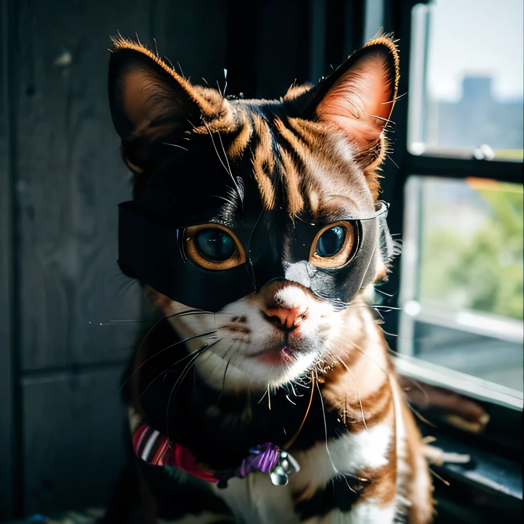 RAW photo, 8K, realistic, (cat ,mask),