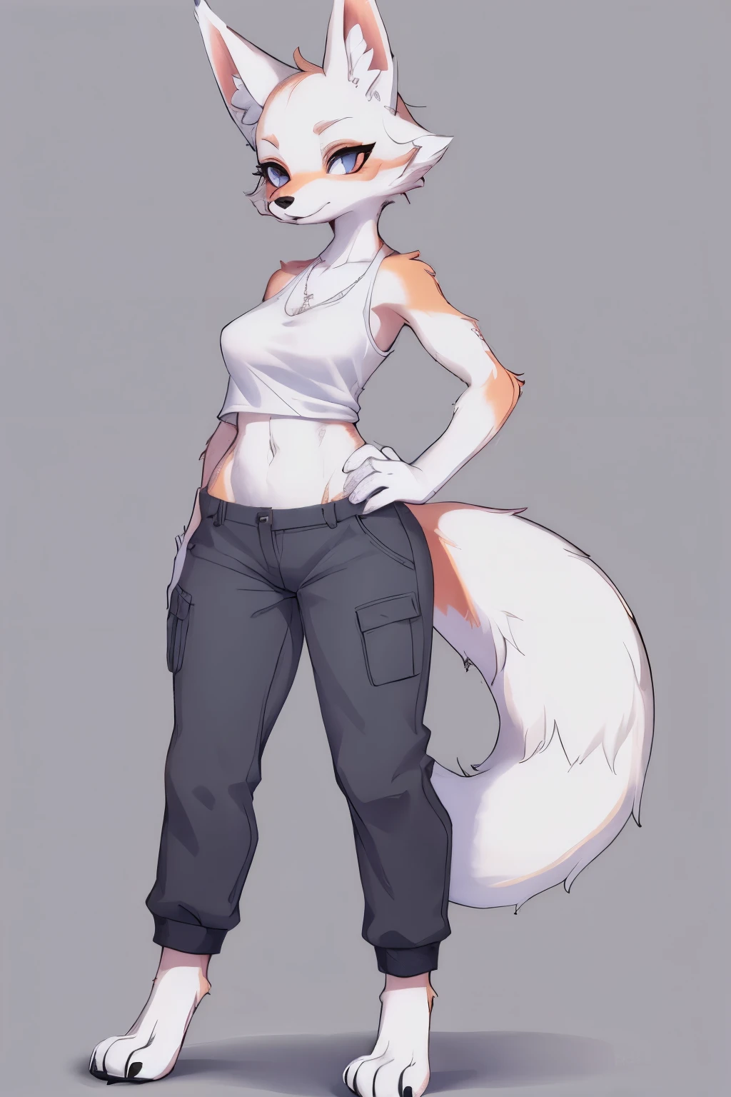 1girl, furry fox, fur white