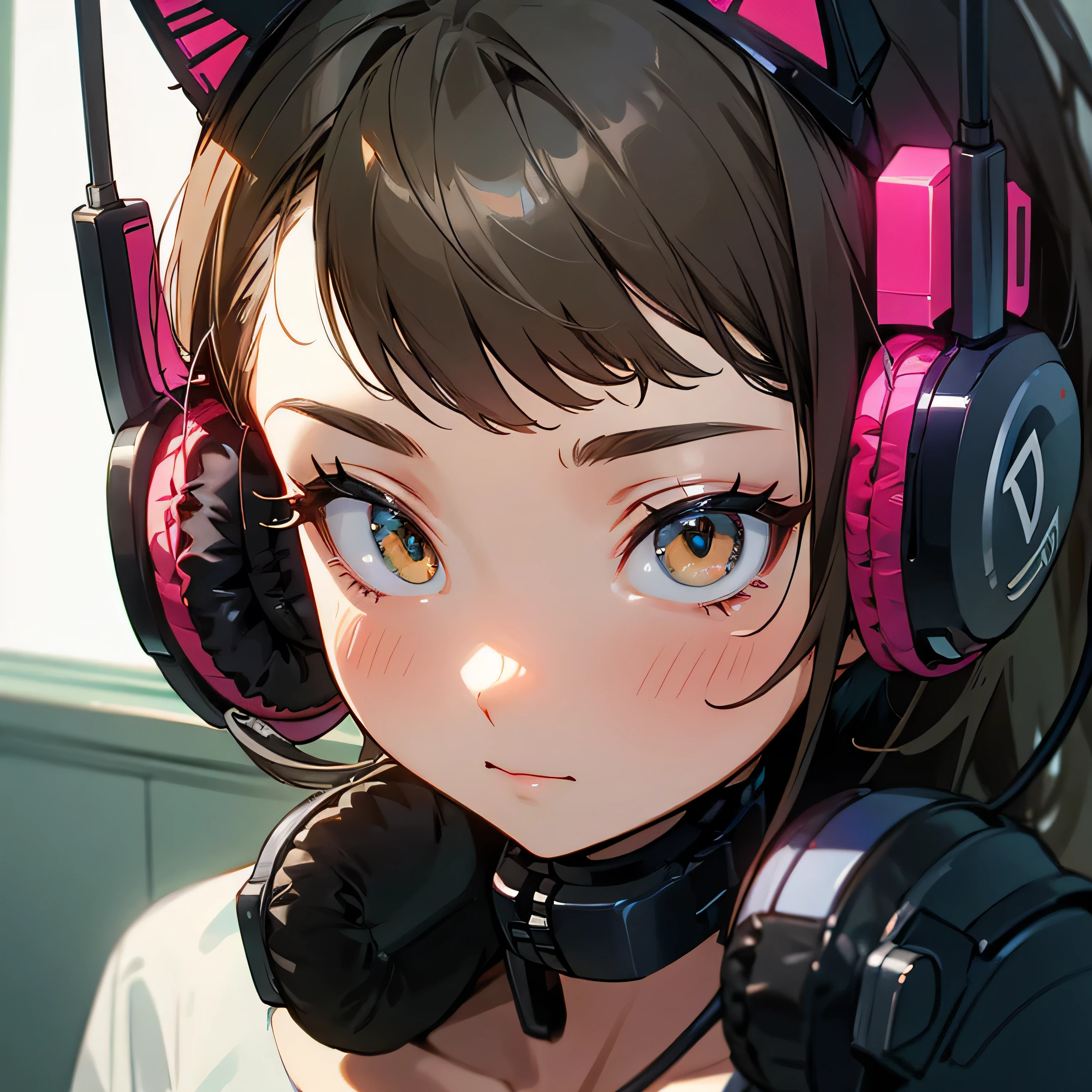 Room with speakers、Cat with headphones、Close-up of face