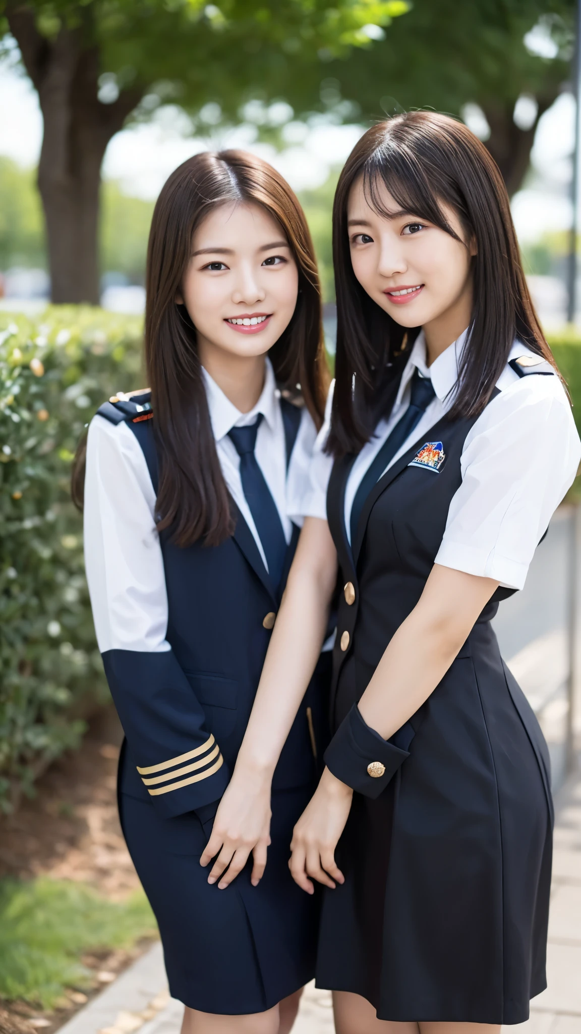Love Student, Two female students in uniform, Lesbian couple, Tall and thin, beautiful, Alumni Association, classmate,The best smile:1.5,
