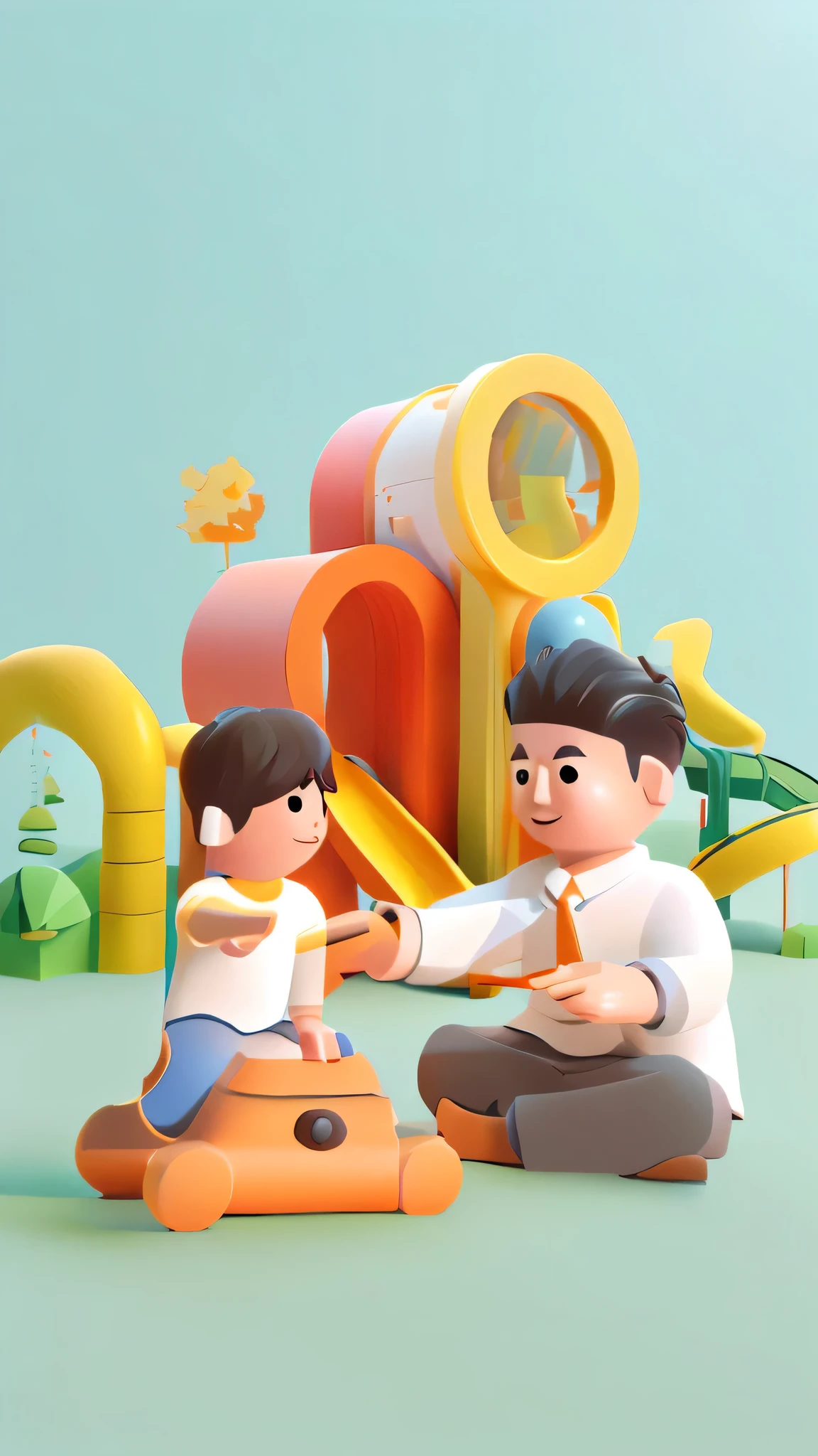 There was a man and a toy, 3d illustration, 3d illustration, Promotional Rendering, by Lee Jeon Suk, 3d matte illustration, 3D Cartoon, cartoon style illustration, Official illustrations, commercial photo of toys, Business Illustration, 3d characters, Cartoon illustration, Stylized digital illustration, 2D Illustration, 2D Illustration, Flat illustration