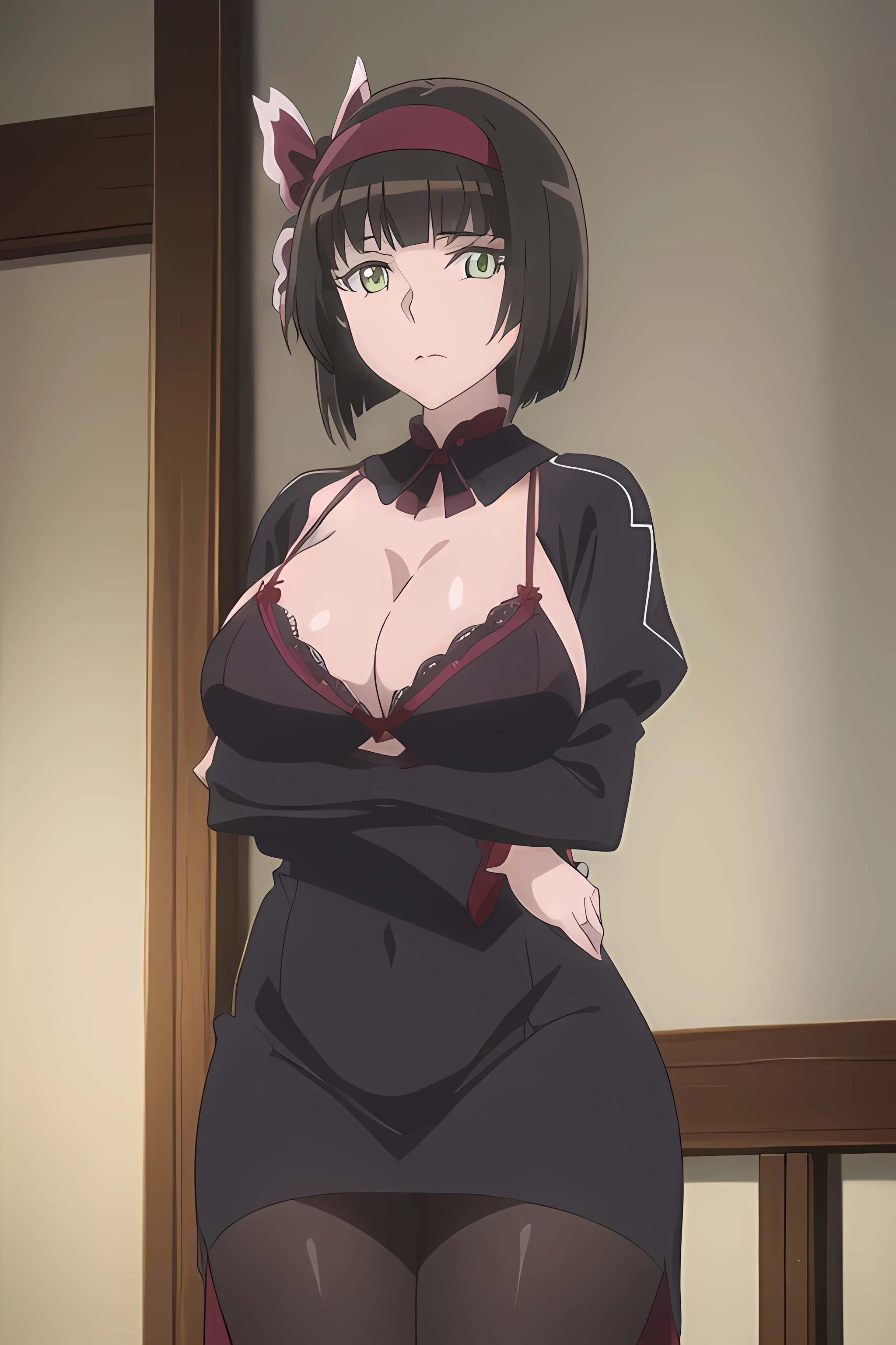 (extremely detailed CG unity 8k wallpaper), (masterpiece), (best quality), (ultra-detailed), (best illustration), (best shadow), (absurdres), 1girl, solo, pefrect face, perfect eyes, huge breasts, shining breasts, close the camera, standing, shining breast, sfw, safe, mio,hair ornament, makeup, no dress, red lace lingerie