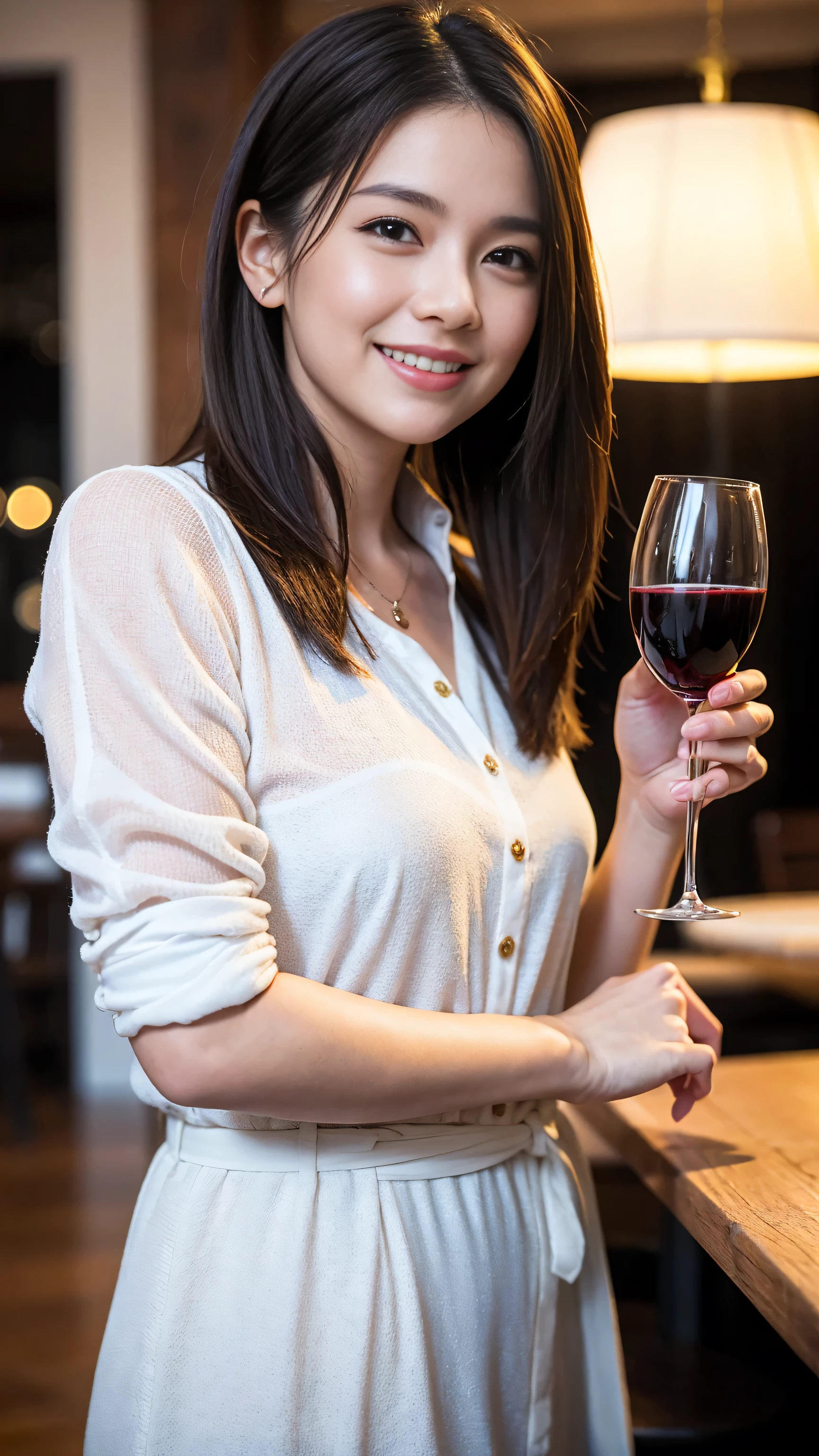 ((highest quality、8k、masterpiece:1.3))、1 male、1 female、Couple、Spouse、Couple、The body is slim、((Bob Hale、Straight hair:1.2)), (Realistic, Intricate details:1.2), Wine glass on the table、Shine light on your face、 Amazing view of the sunset sky and clouds、Amazing mountain views、A bright smile、The wonderfulness of smile、Bright image、The beauty of wine, Beautiful Face, blue eyes, The light shines on your face, Blushing, short hair,Bright Face、 (Age 37), 39 years old, red wine 、Appetizers、Italian food、Wine bottle、Champagne、sparkling wine、Two beauties、Brown Hair、Shortcuts、Long sleeve shirt、dress、Pretty Woman 1, (Slim face), (The body is slim), (Brown Hair), (Shortcuts), cheeks turn a little red,Attractive beauty、restaurant, In a prominent place (From the waist up) Nova Frog Style, actress, model, Upper Body, White wine, slim, wine glass, A wine glass placed in the center, smile, (smile: 1.15), Beautiful fine grain, Depth f/2,saturation, High Contrast, Strong light and shadow,Moist Body:1.5、3D texture、Delicate eyes、Brown Hair、The hair is very shiny、
