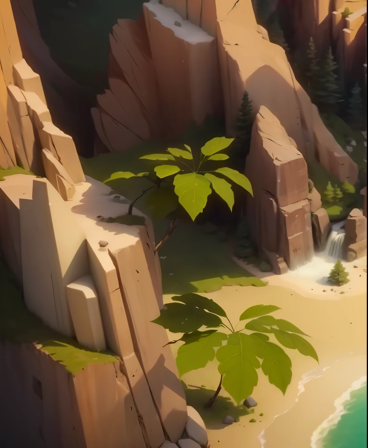 Pure natural environment,No buildings,Don't show up,The overall picture is pure,Clean picture,middle Ages,seaside,seaside,Vertical Image,Cartoon,Isometric 2D Game Art, masterpiece, Super detailed good quality