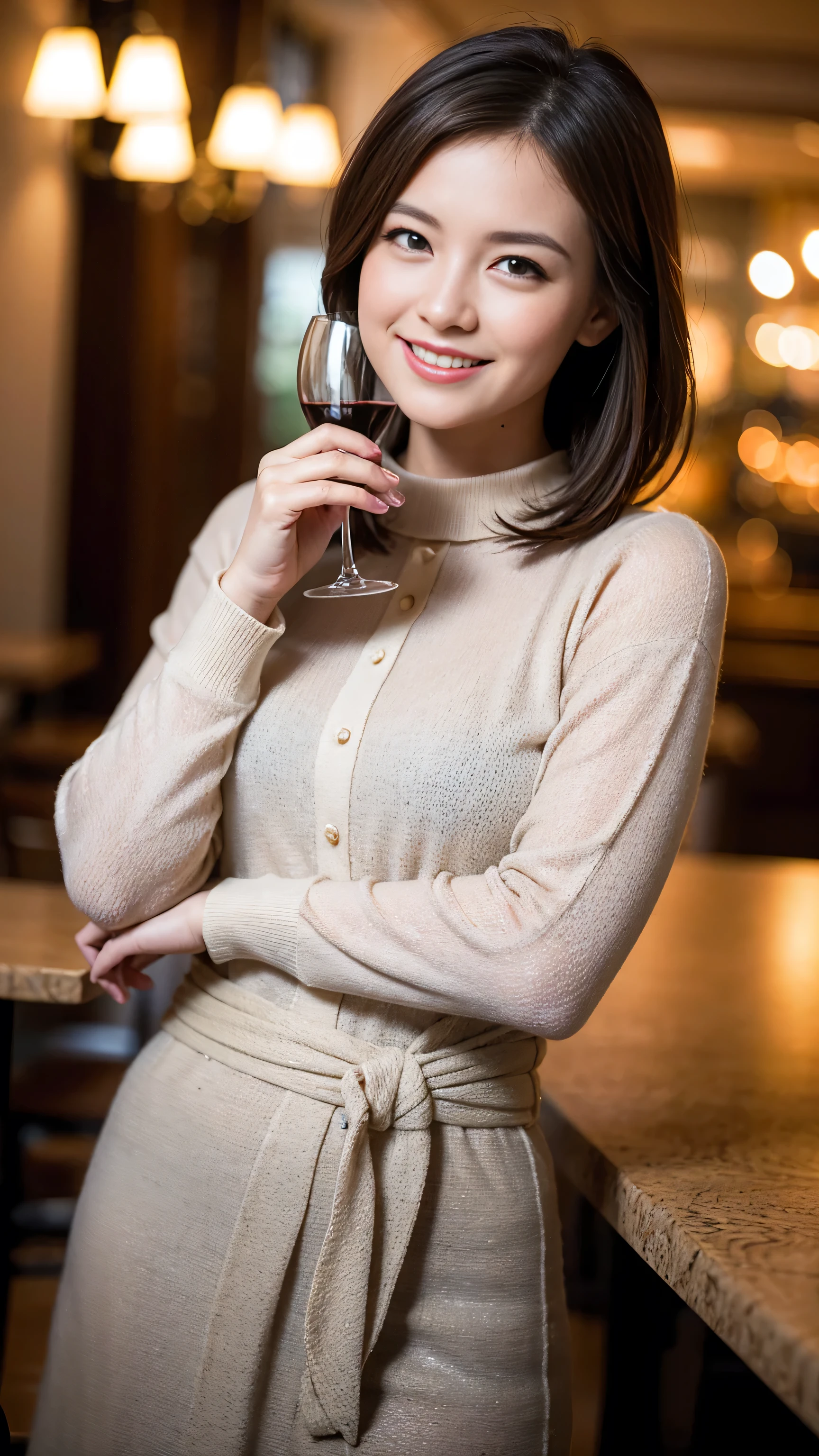 ((highest quality、8k、masterpiece:1.3))、1 male、1 female、Couple、Spouse、Couple、The body is slim、((Bob Hale、Straight hair:1.2)), (Realistic, Intricate details:1.2), Wine glass on the table、Shine light on your face、 Amazing view of the sunset sky and clouds、Amazing mountain views、A bright smile、The wonderfulness of smile、Bright image、The beauty of wine, Beautiful Face, blue eyes, The light shines on your face, Blushing, short hair,Bright Face、 (Age 37), 39 years old, red wine 、Appetizers、Italian food、Wine bottle、Champagne、sparkling wine、Two beauties、Brown Hair、Shortcuts、Long sleeve shirt、dress、Pretty Woman 1, (Slim face), (The body is slim), (Brown Hair), (Shortcuts), cheeks turn a little red,Attractive beauty、restaurant, In a prominent place (From the waist up) Nova Frog Style, actress, model, Upper Body, White wine, slim, wine glass, A wine glass placed in the center, smile, (smile: 1.15), Beautiful fine grain, Depth f/2,saturation, High Contrast, Strong light and shadow,Moist Body:1.5、3D texture、Delicate eyes、Brown Hair、The hair is very shiny、