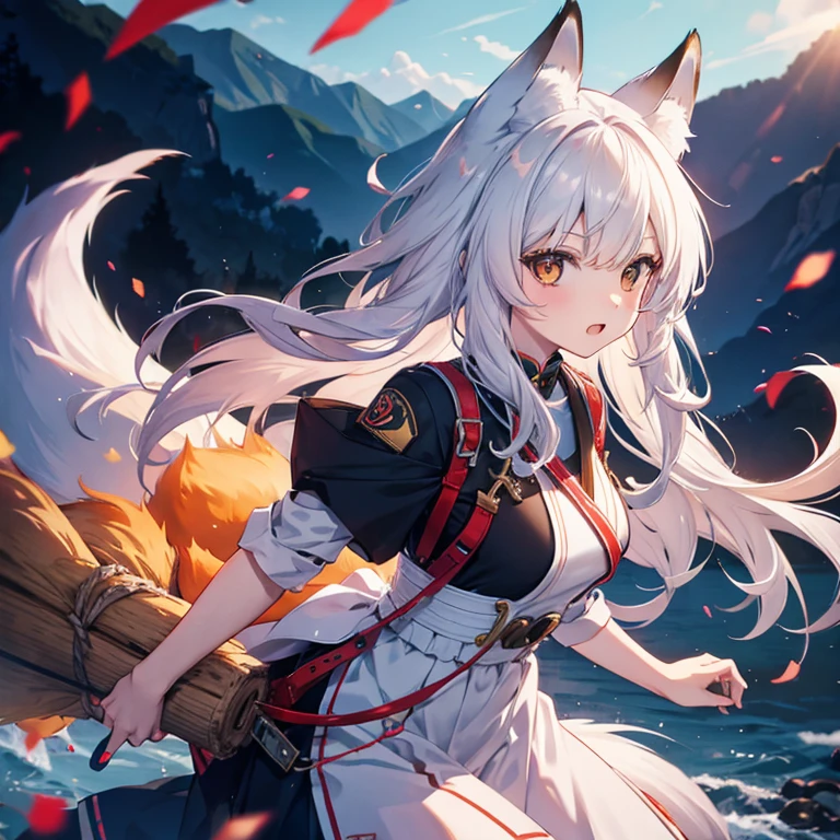 Fox Girl, Fox's Tail,Fox Ears, Fox Makeup, kimono, Avatar, face, Open chest, lewd face, Dominant representation, naughty face, アヘface