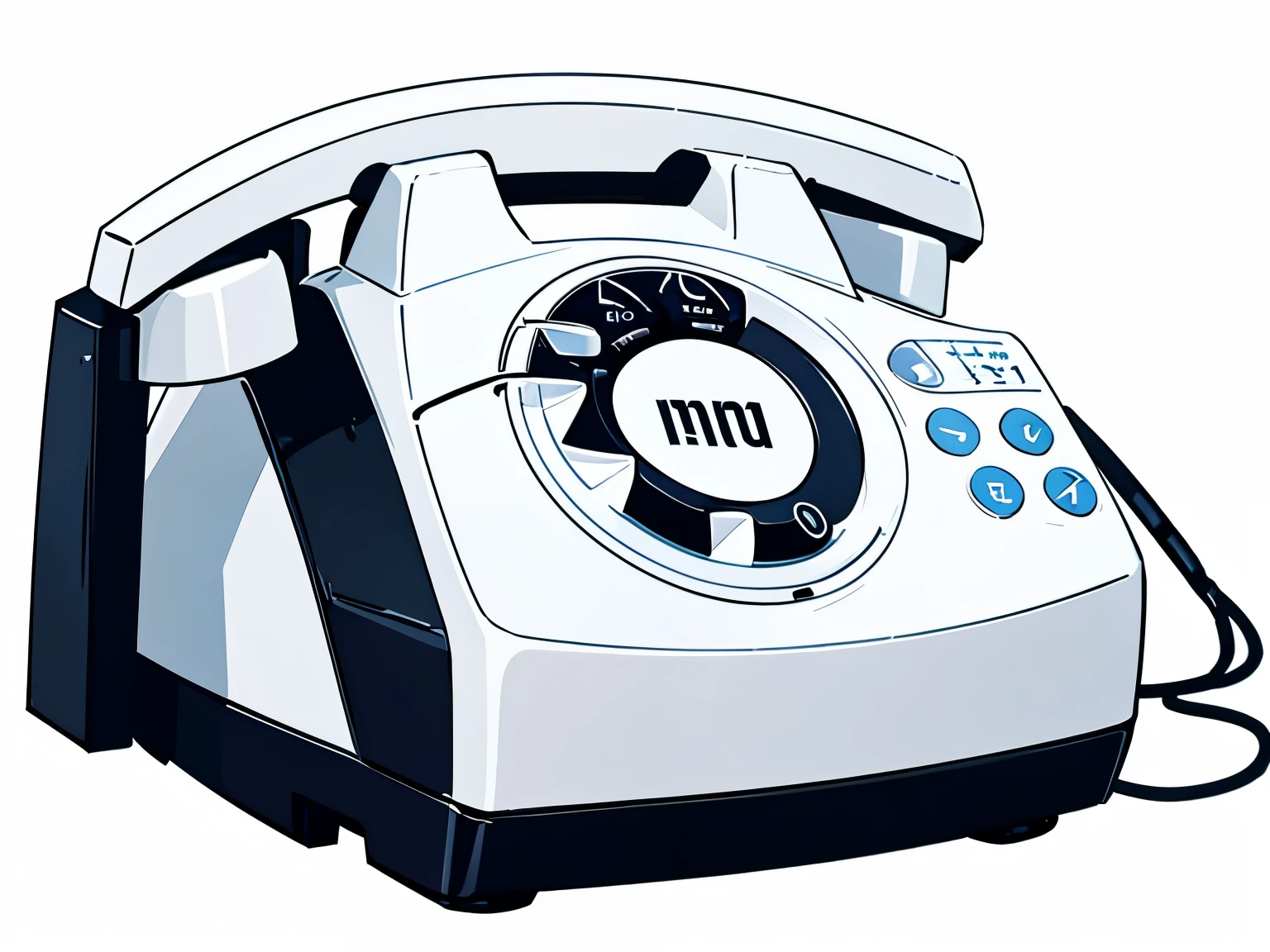 icon、logo、White background、A little complicated detail、(No humans)、Small、(Margins on all four sides)、letter、simple、cool、Stylish、The motif is a telephone receiver