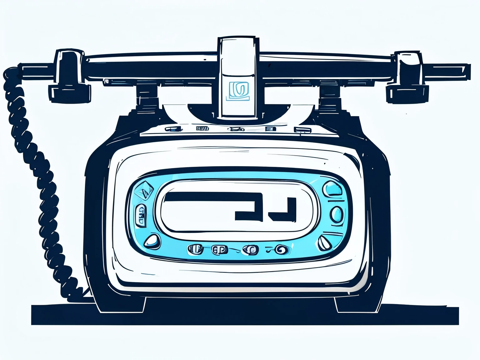 icon、logo、White background、A little complicated detail、(No humans)、Small、(Margins on all four sides)、letter、simple、cool、Stylish、The motif is a telephone receiver