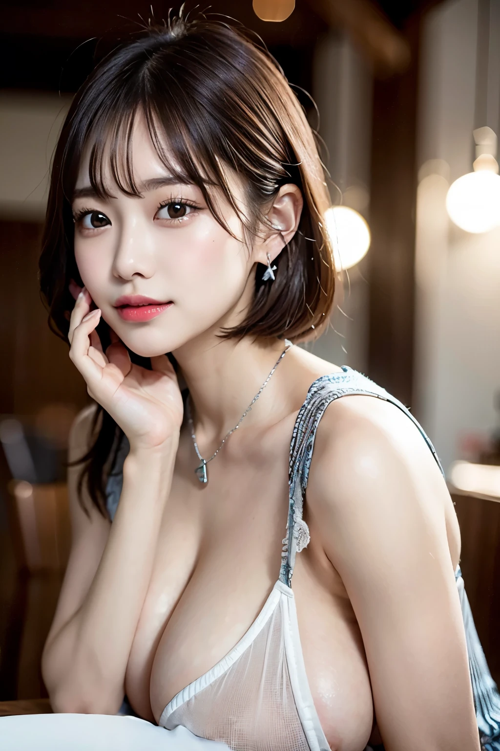 naked、Big Breasts、Skin-colored nipples、flesh-colored areola、Perfect cleavage
