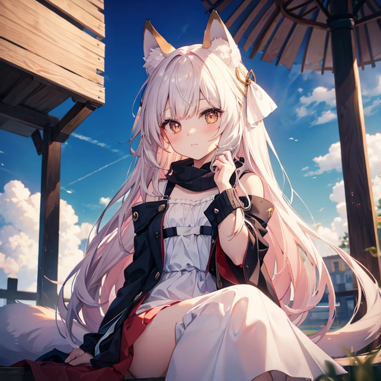 Fox Girl, Fox's Tail,Fox Ears, Fox Makeup, kimono, kimono, Hakama, Avatar, face, Open chest, lewd face, Dominant representation, naughty face, アヘface ,Big Breasts,Emphasize cleavage,You can see the bare skin