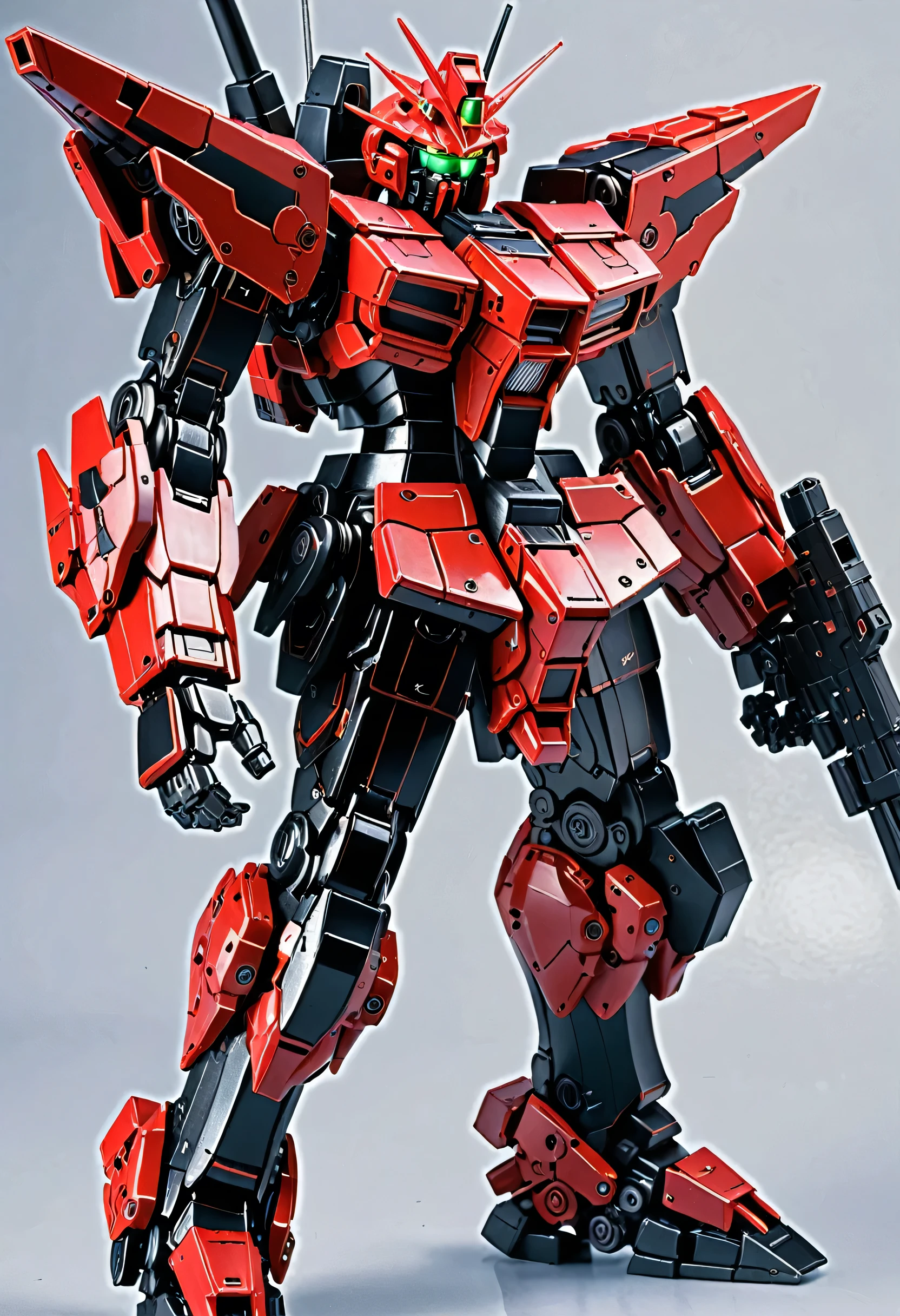 (Red and black mech), Gundam, masterpiece,best quality,Extremely detailed, Anime Screenshots,Very detailed,Intricate details,High resolution,Cowboy shooting, Samurai Armor