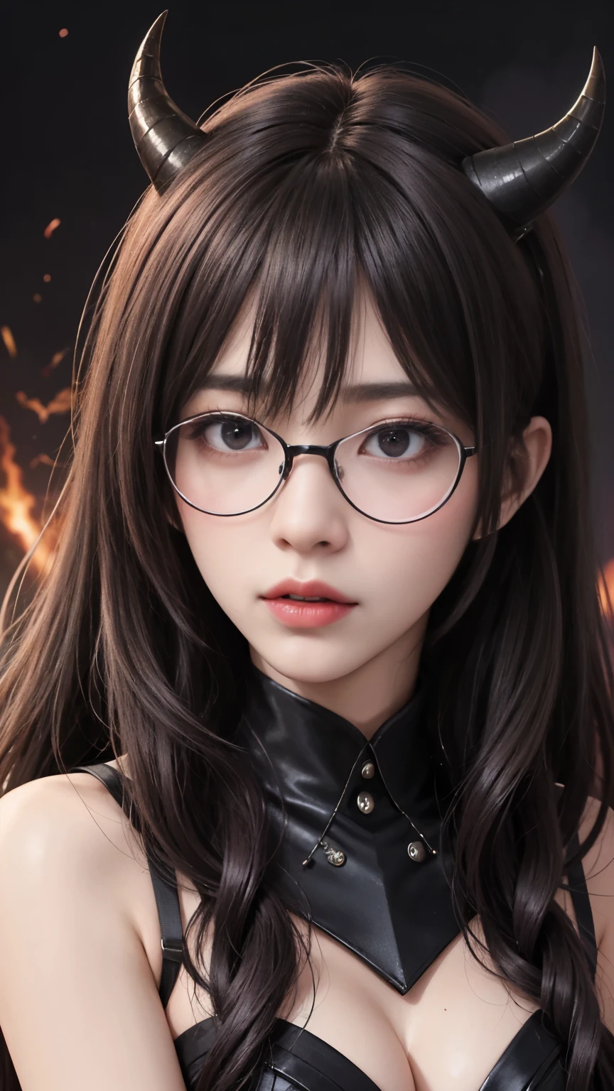 background(Black Night Sky,Big Moon),Close-up of a woman,Wearing a white shirt、((Black-rimmed glasses))、Purple Hair,Very long hair,very thick braids,Purple eyes,big , realistic girl rendering, 8k artistic german bokeh, Enchanting girl, Realistic girl, Gurwitz, Gurwitz-style artwork, Girl Roleplay, Realistic 3D style, cgstation Popular Topics,, 8K Portrait Rendering,(truth,truth:1.4),Wear pink pajamas,巨big ,Sparkling eyes,Purple eyes、(highest quality,4K,8k,High resolution,masterpiece:1.2),Very detailed,(Realistic,photoRealistic,photo-Realistic:1.37),Mythical monster,Beast-like creature,Muscular,Six big legs,Stand like a gorilla,Red fur covering the body,two big horns,Drill teeth,Sharp Claws,Huge shape,Burning Fire Magic,Energy aura,A threatening presence,Glowing Eyes,Intimidating posture,Dark Environment,Smoke-filled air,Ominous Shadow,Majestic and fierce,Explosive power,Vibrant colors,bold,Horror art style,moving composition,Dramatic lighting,rib layer,large sharp teeth,Sharp Edges,Very detailedスケール,Burning Crack,Burning Flames,Furious expression,Burning with anger,Surrounded by sparks and embers