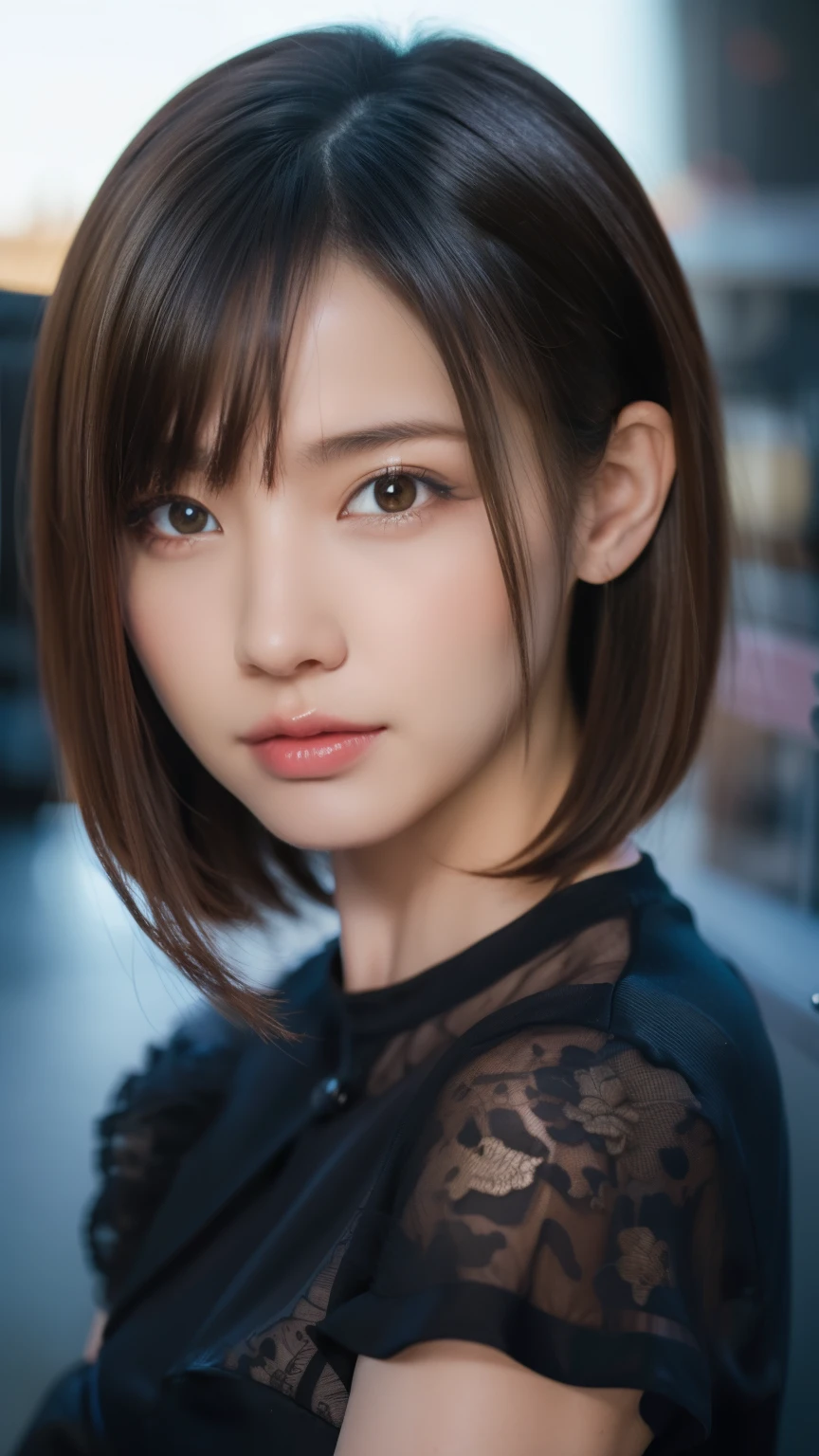 Close-up of woman in black and blue dress, Highly detailed digital art in 4K, 4K Detailed Digital Art, リアルなDigital Art 4K, リアルなDigital Art 4K, Amazing digital illustrations, Beautiful SF girl portrait, SF Woman Portrait, Digital Art 4K, Portrait of a cyberpunk girl, Beautiful cyberpunk girl face, Epic portrait illustration